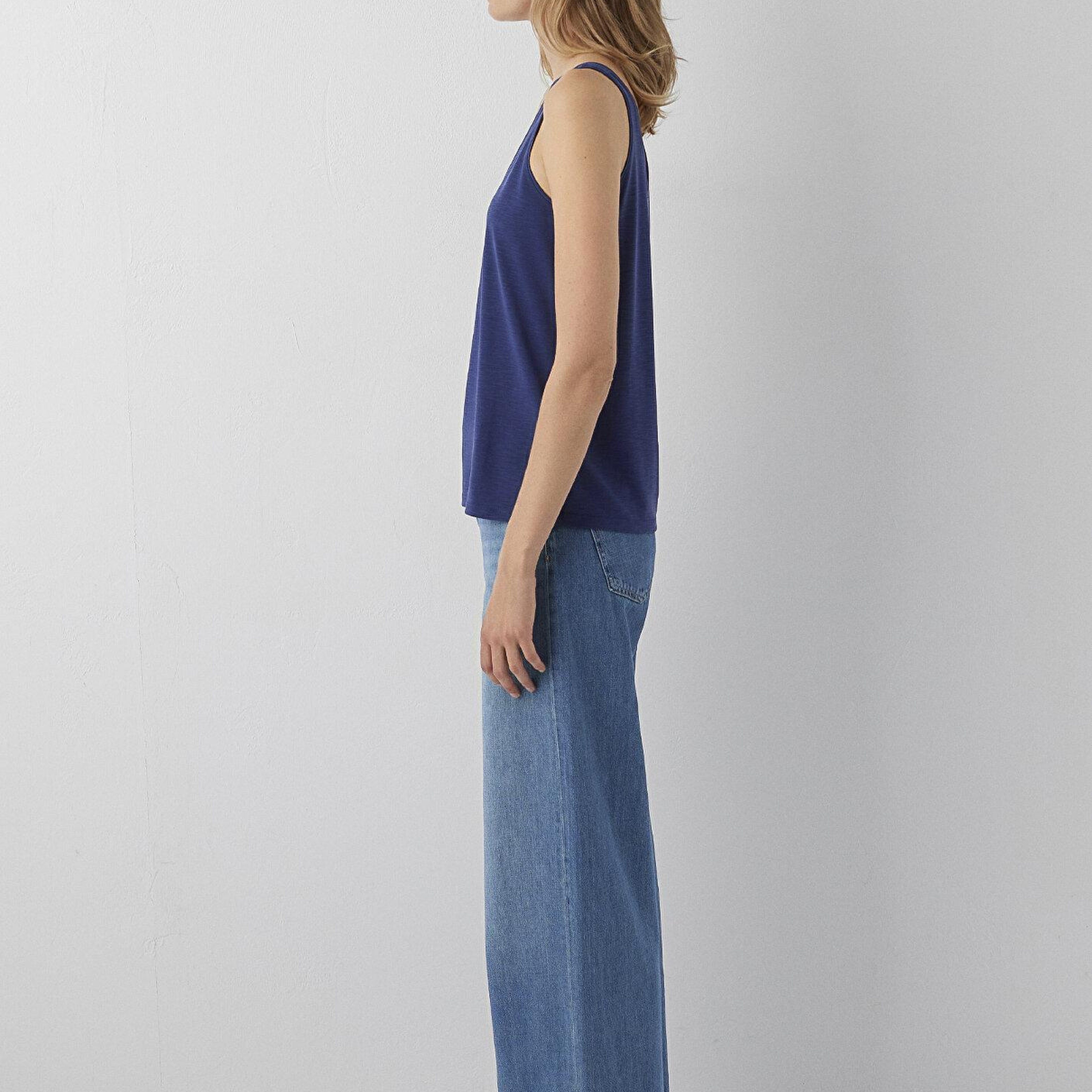 Mavi Düğmeli Mavi Atlet Slim Fit / Dar Kesim 1613339-90698