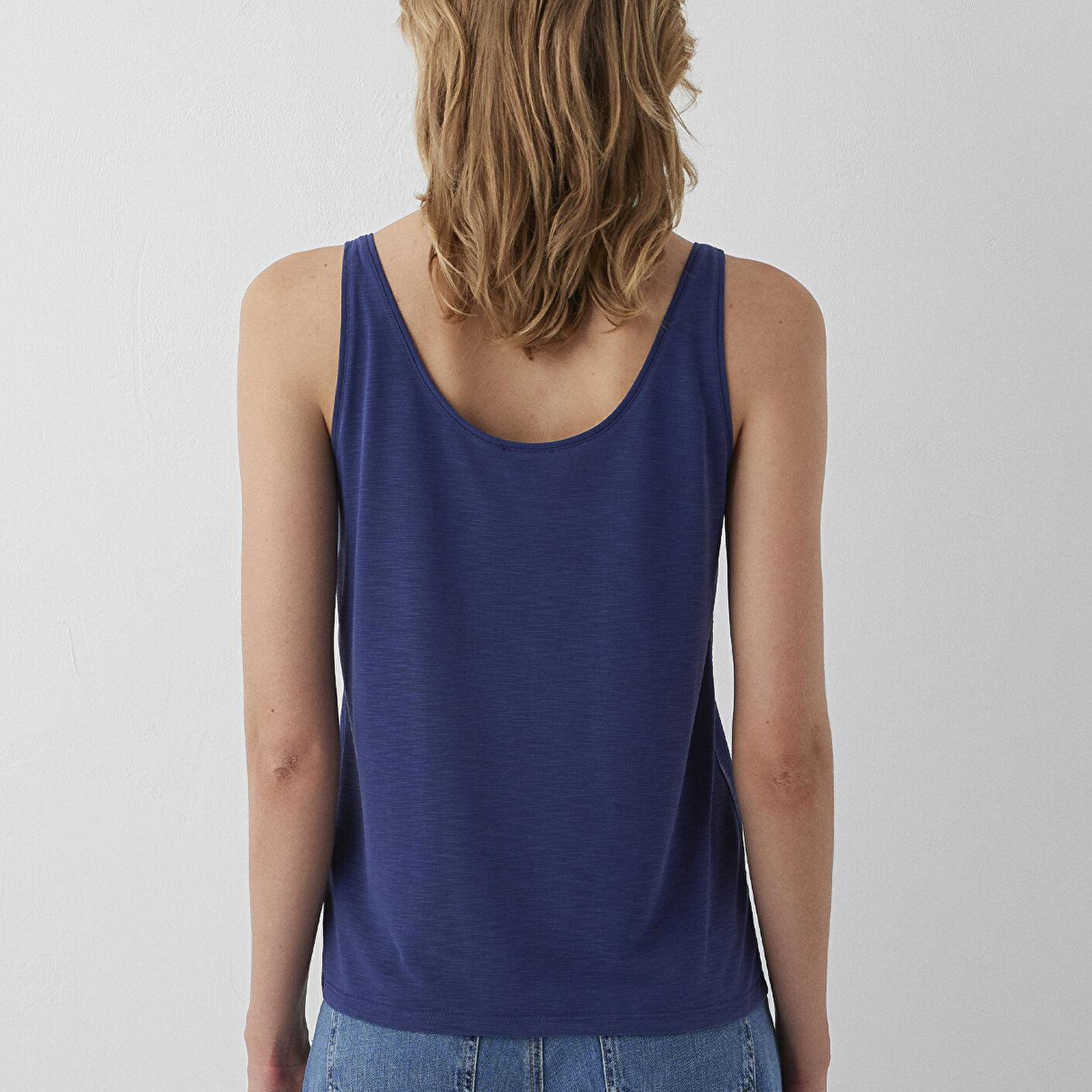 Mavi Düğmeli Mavi Atlet Slim Fit / Dar Kesim 1613339-90698