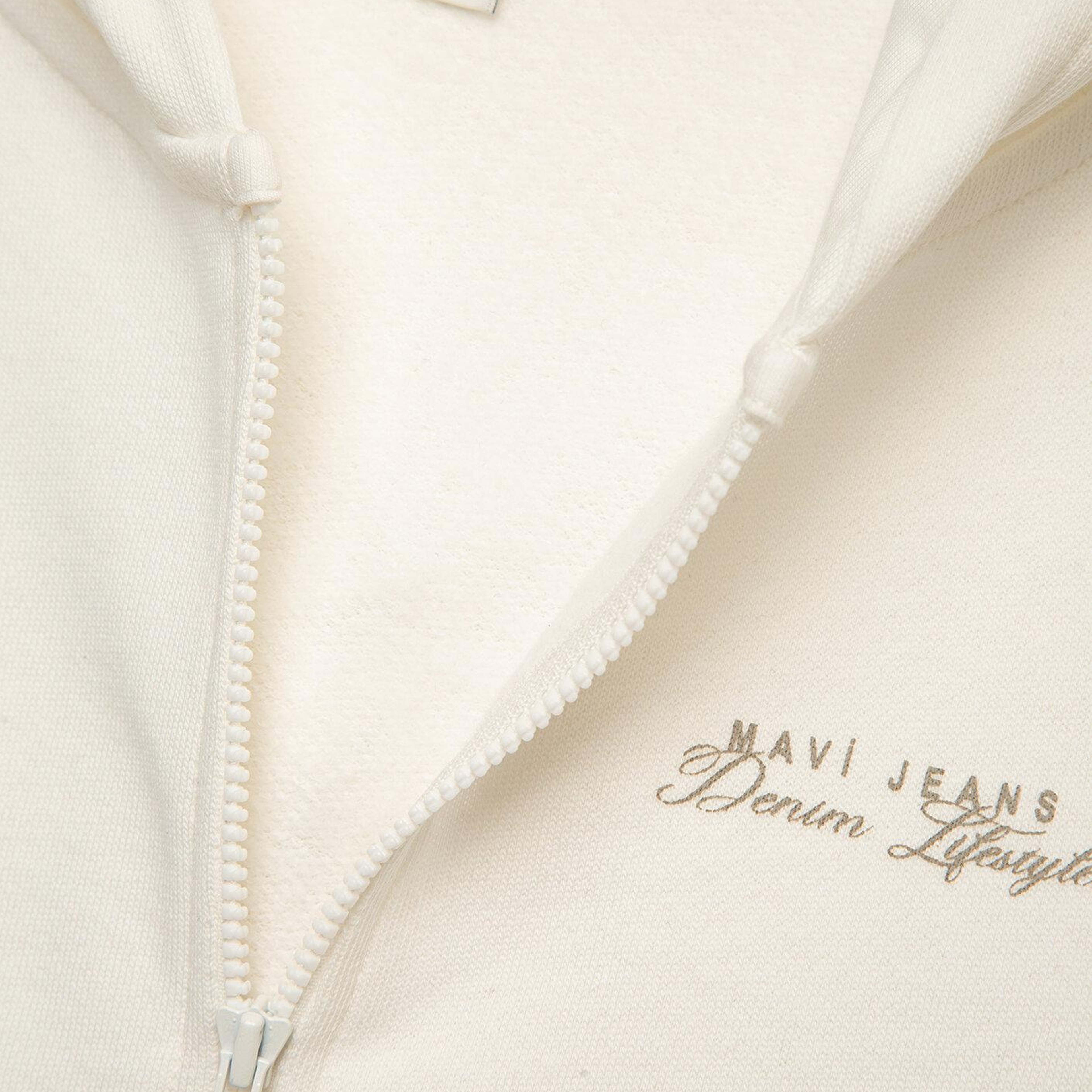 Mavi Kapüşonlu Ekru Sweatshirt 7S10227-70057