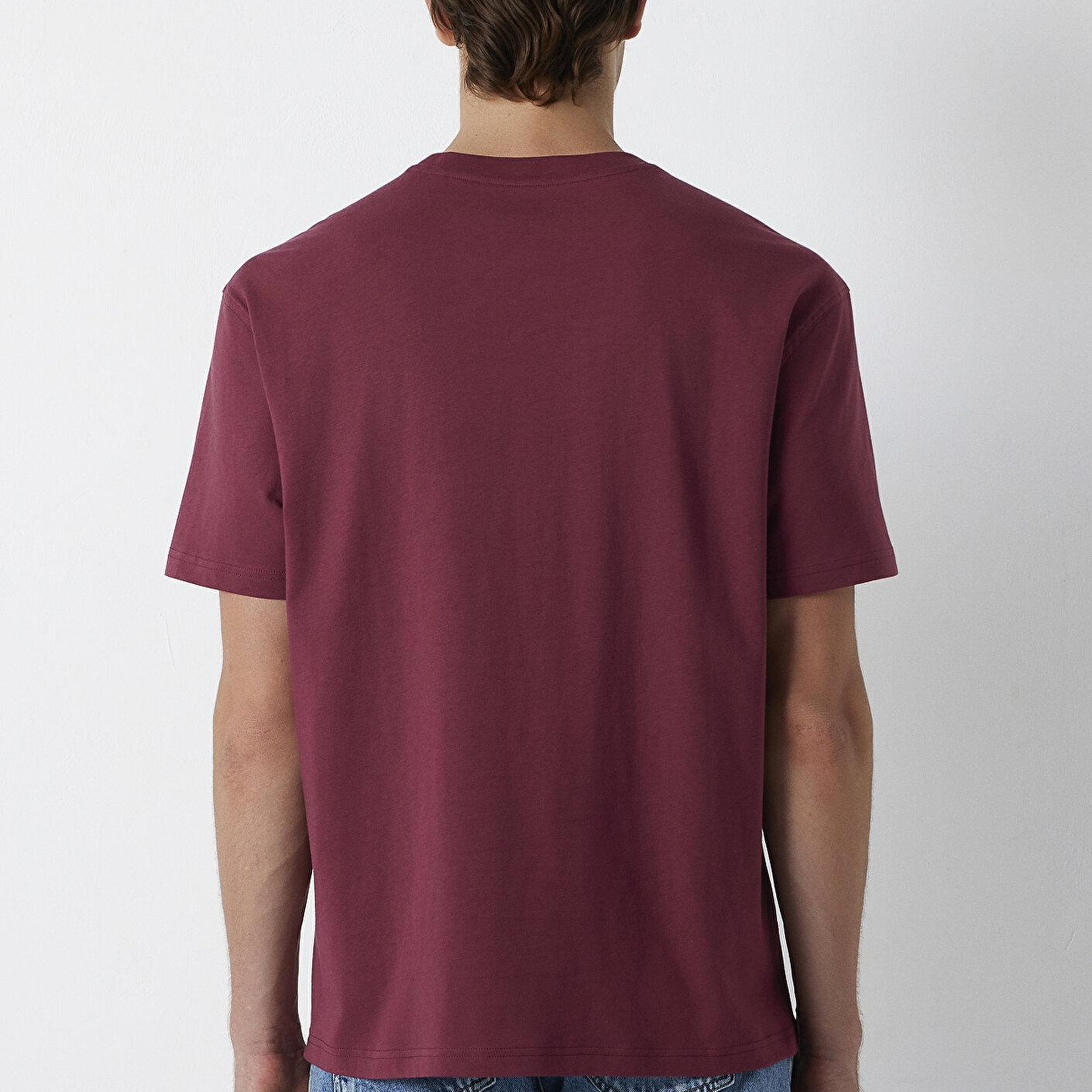 Mavi Mavi Logo Baskılı Bordo Tişört Loose Fit / Bol Rahat Kesim 0613673-30214