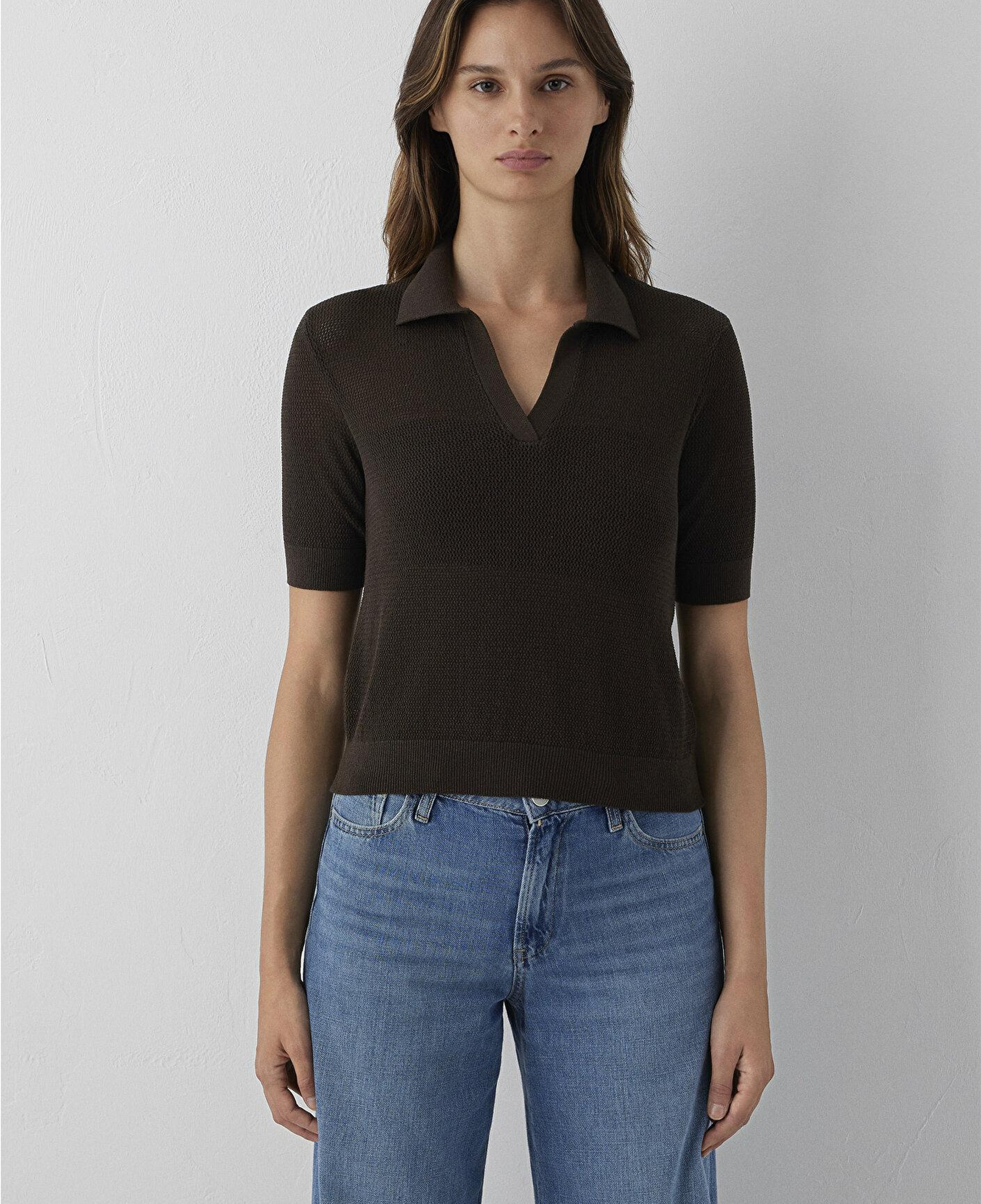 Mavi Kısa Kollu Kahverengi Triko Polo Regular Fit / Normal Kesim 1720093-91100