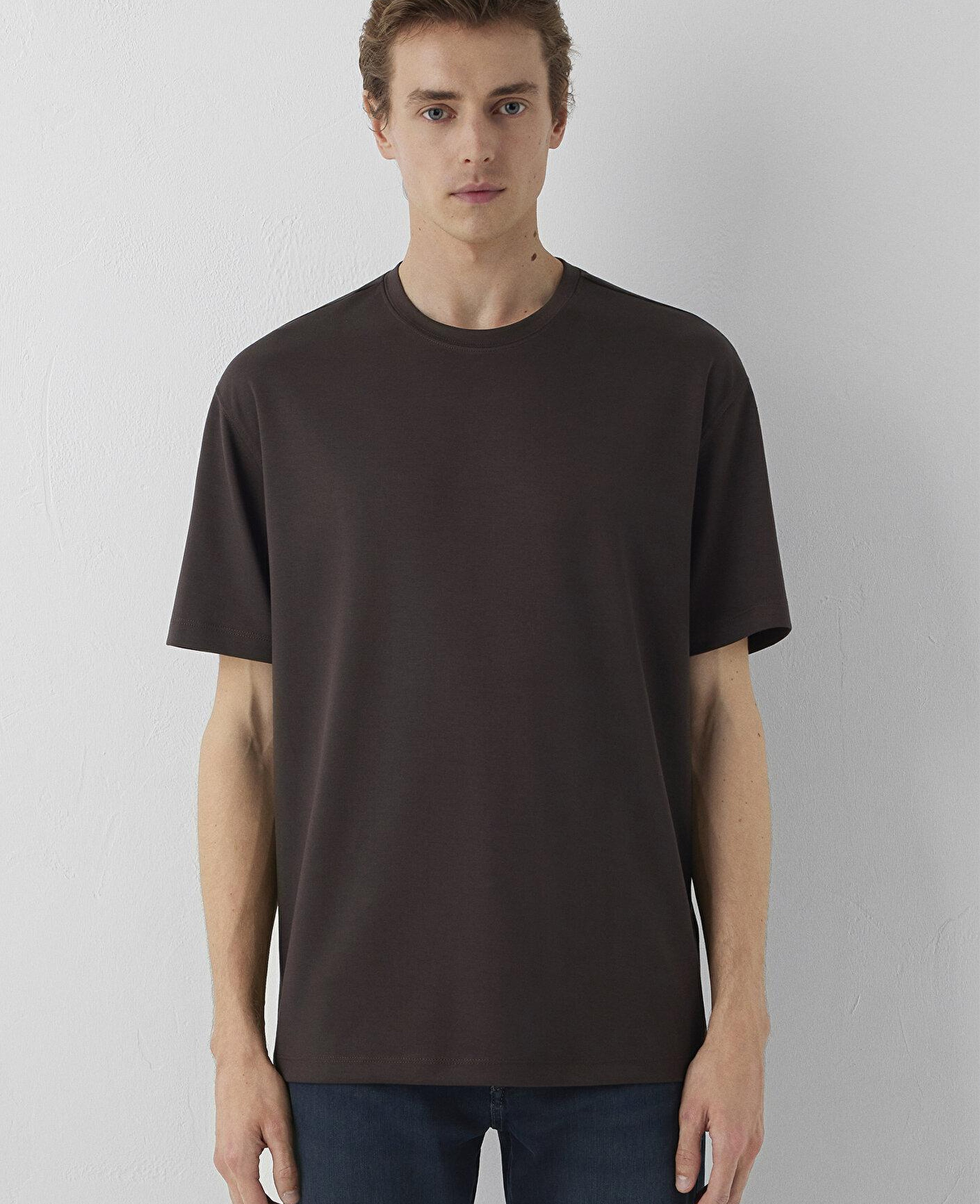 Mavi Kahverengi Tişört Loose Fit / Bol Rahat Kesim 0613467-70219
