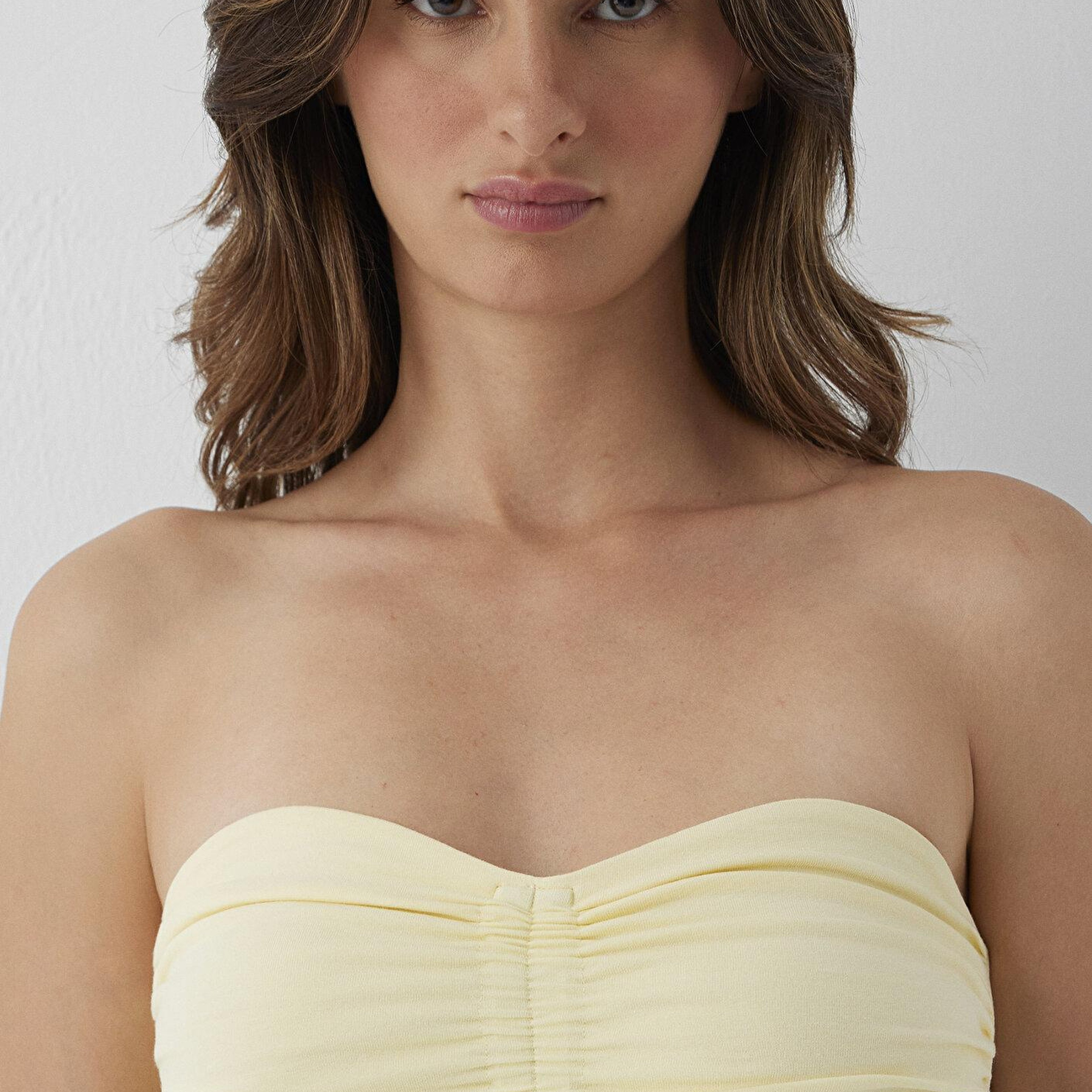 Mavi Sarı Straplez Tişört Fitted / Vücuda Oturan Kesim 1620243-84571