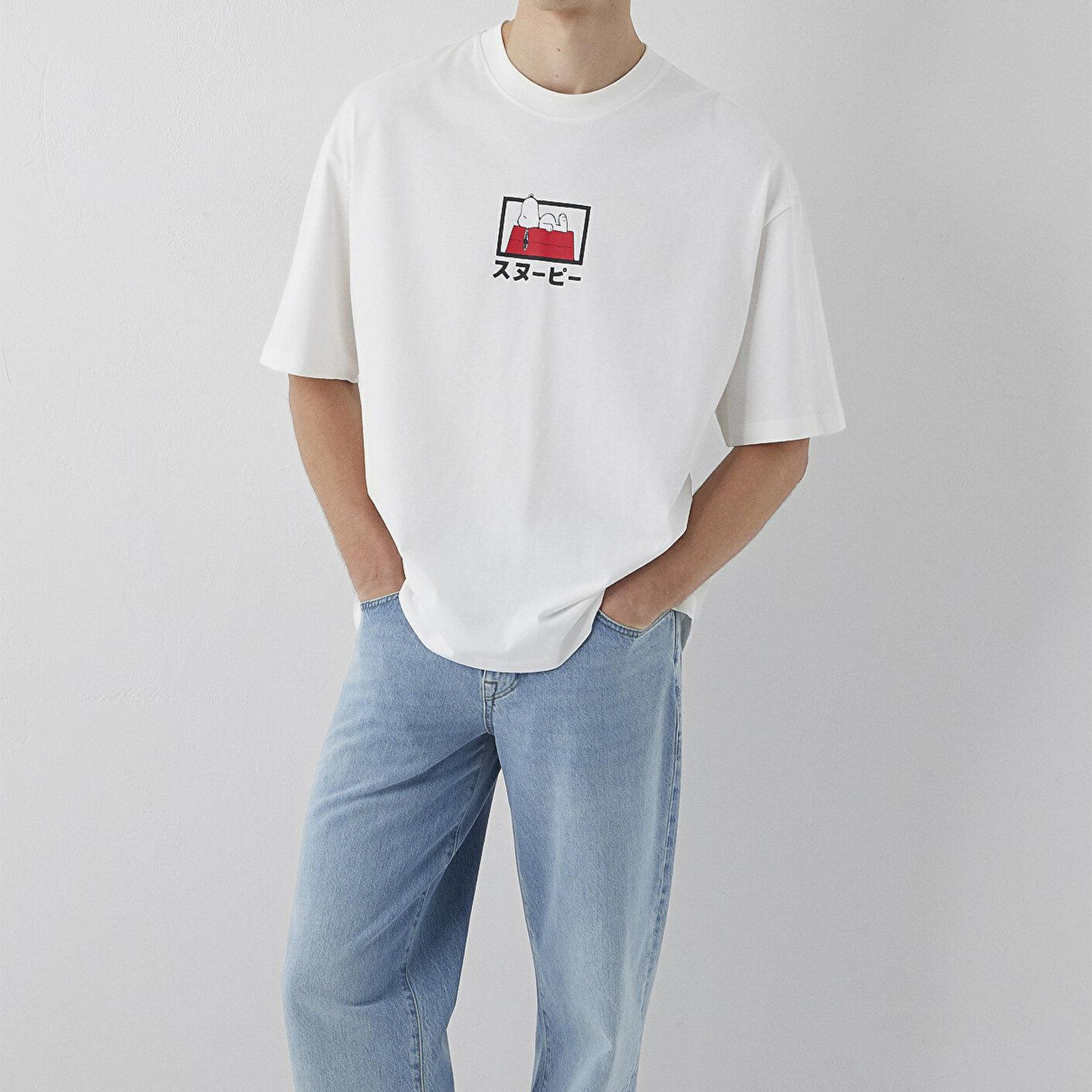 Mavi Snoopy Baskılı Tişört Oversize / Geniş Kesim 0620223-70057