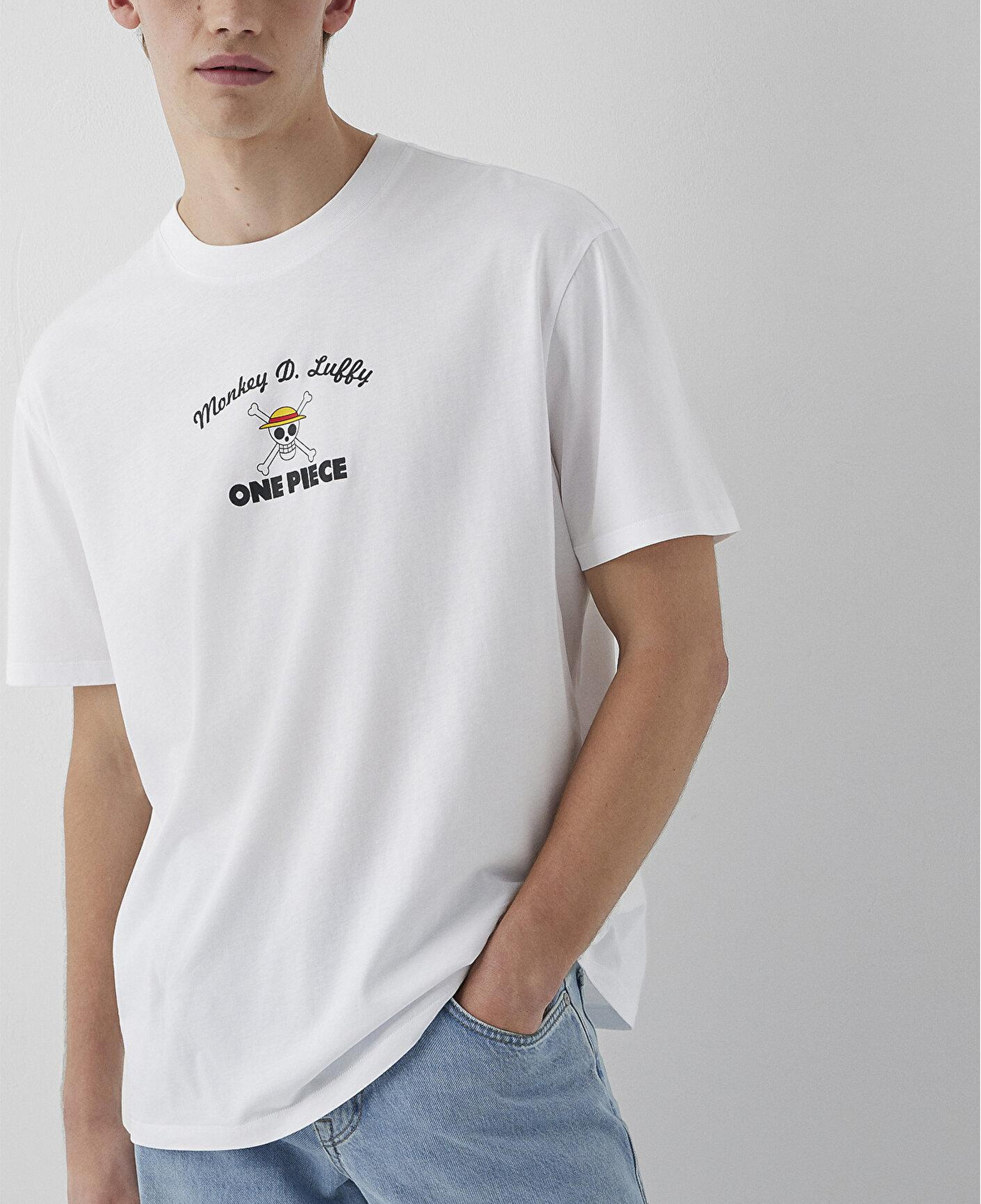 Mavi One Piece Baskılı Tişört Loose Fit / Bol Rahat Kesim 0620222-620