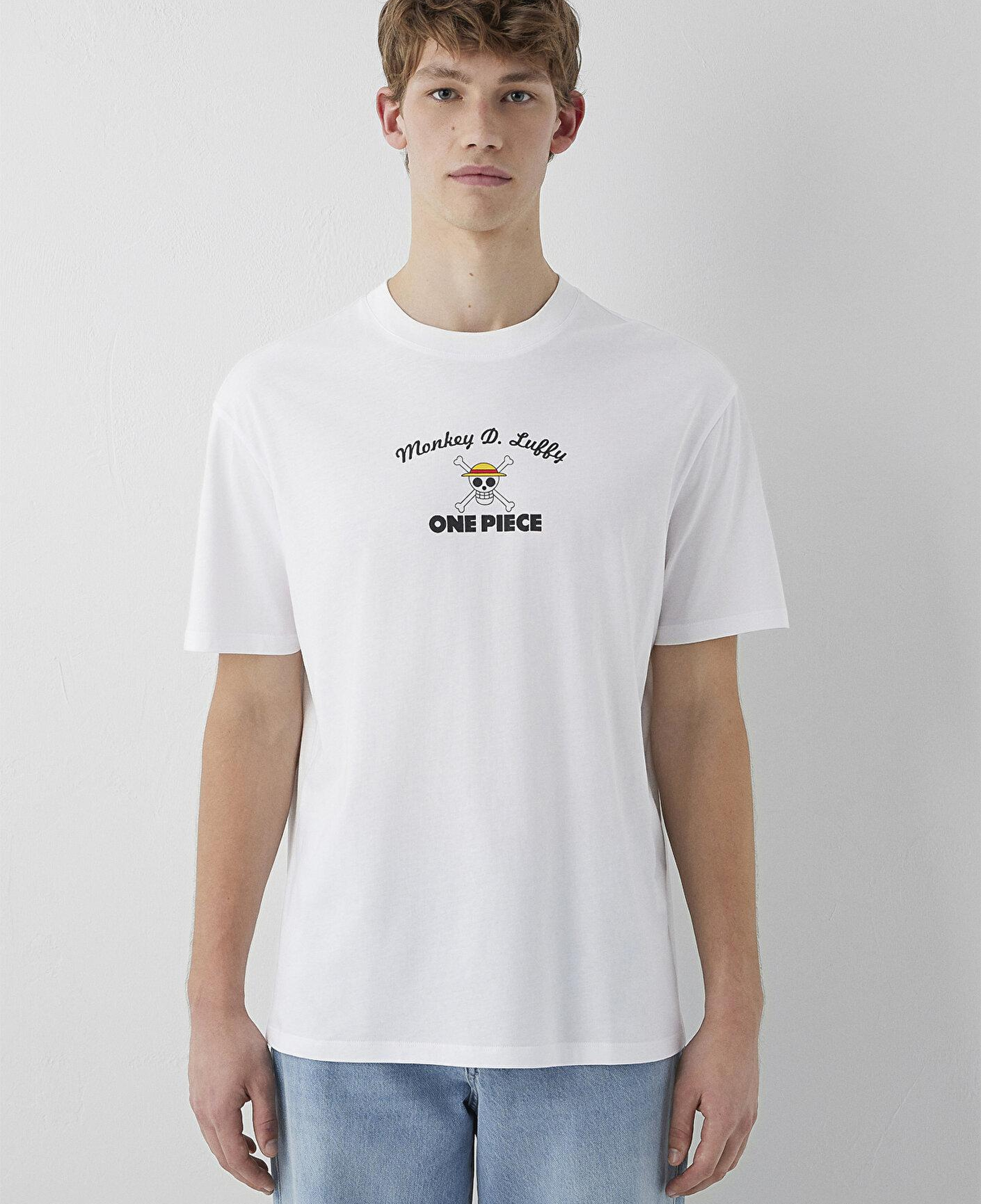 Mavi One Piece Baskılı Tişört Loose Fit / Bol Rahat Kesim 0620222-620