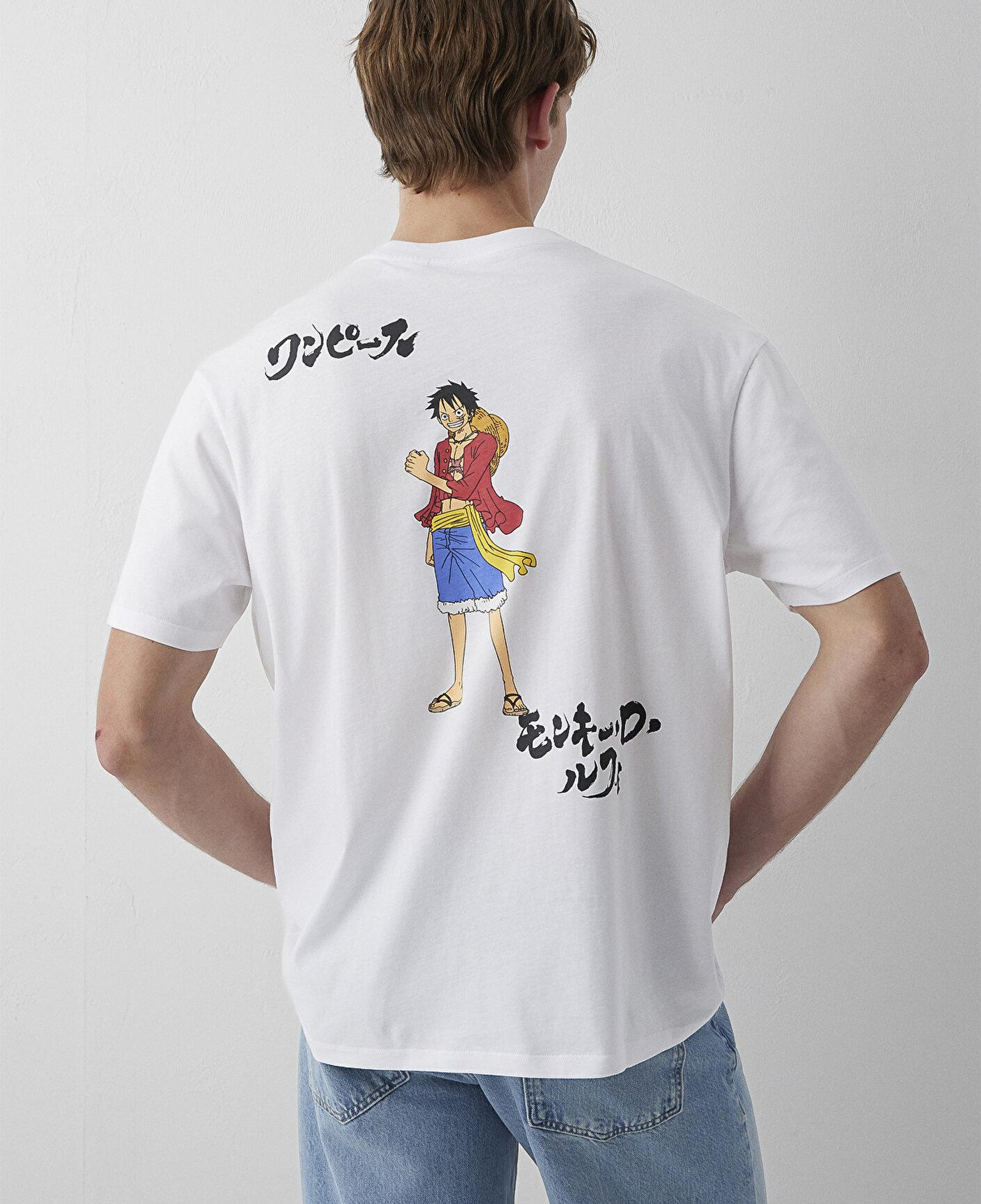 Mavi One Piece Baskılı Tişört Loose Fit / Bol Rahat Kesim 0620222-620