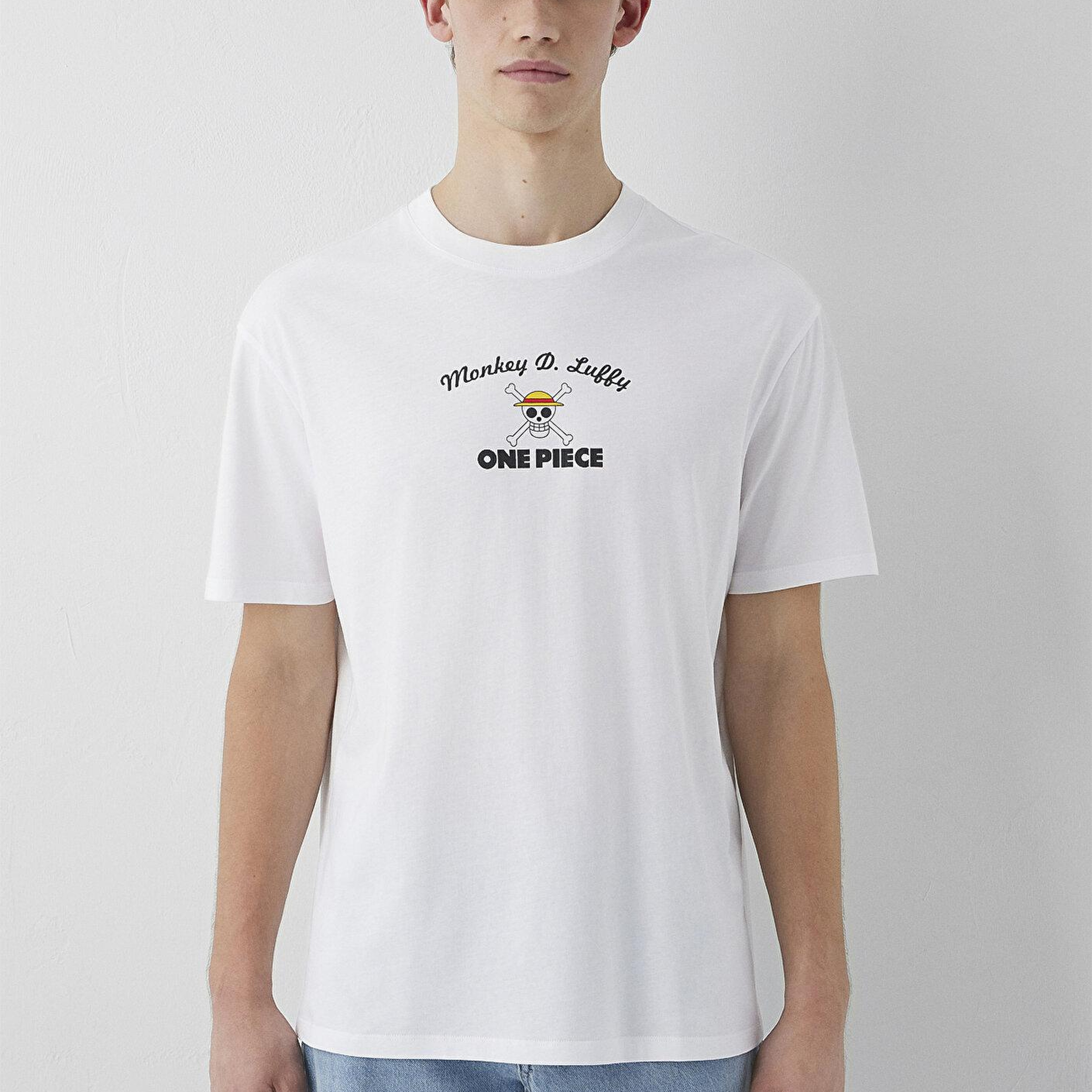 Mavi One Piece Baskılı Tişört Loose Fit / Bol Rahat Kesim 0620222-620