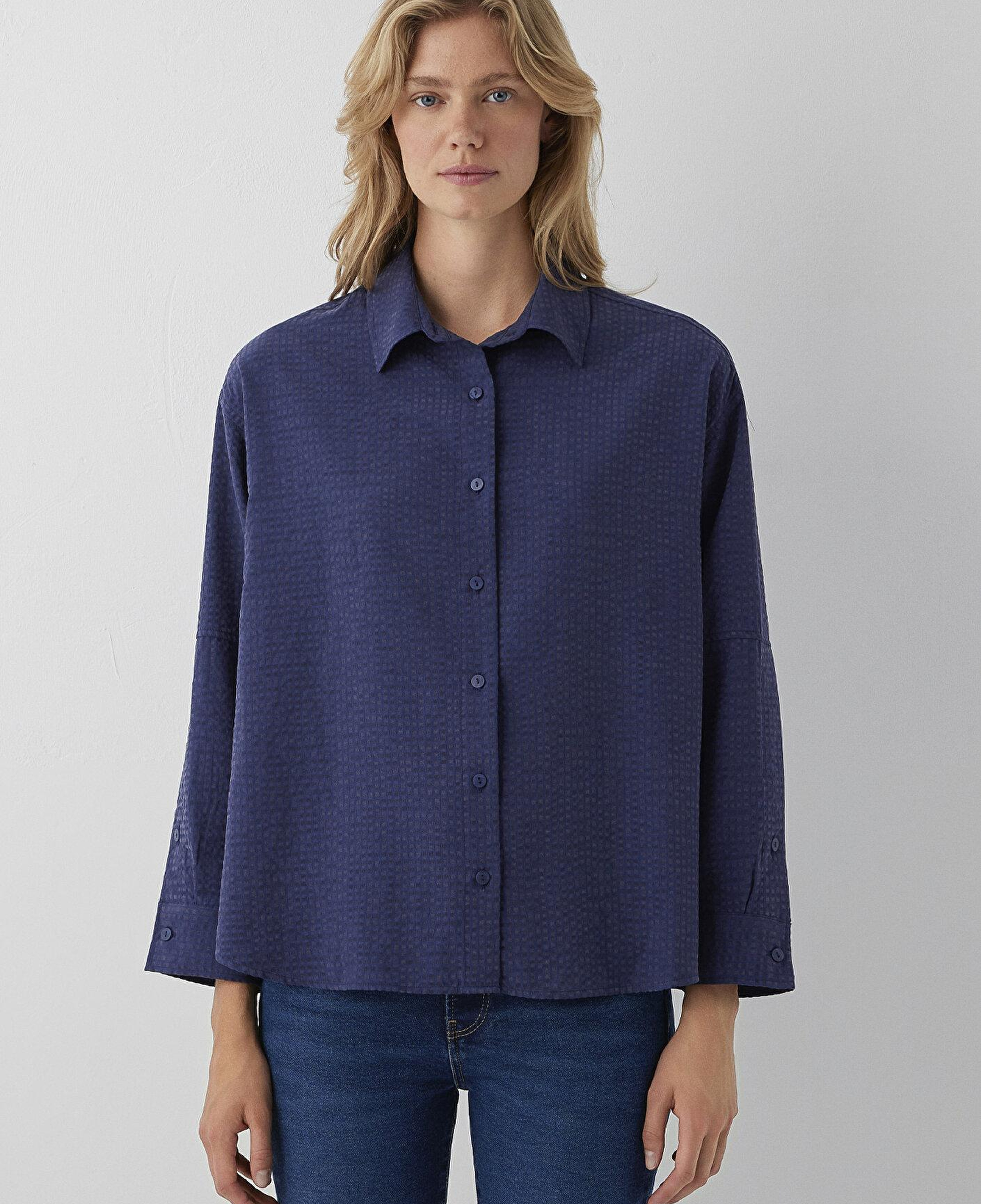 Mavi Lacivert Gömlek Oversize / Geniş Kesim 1220468-81617