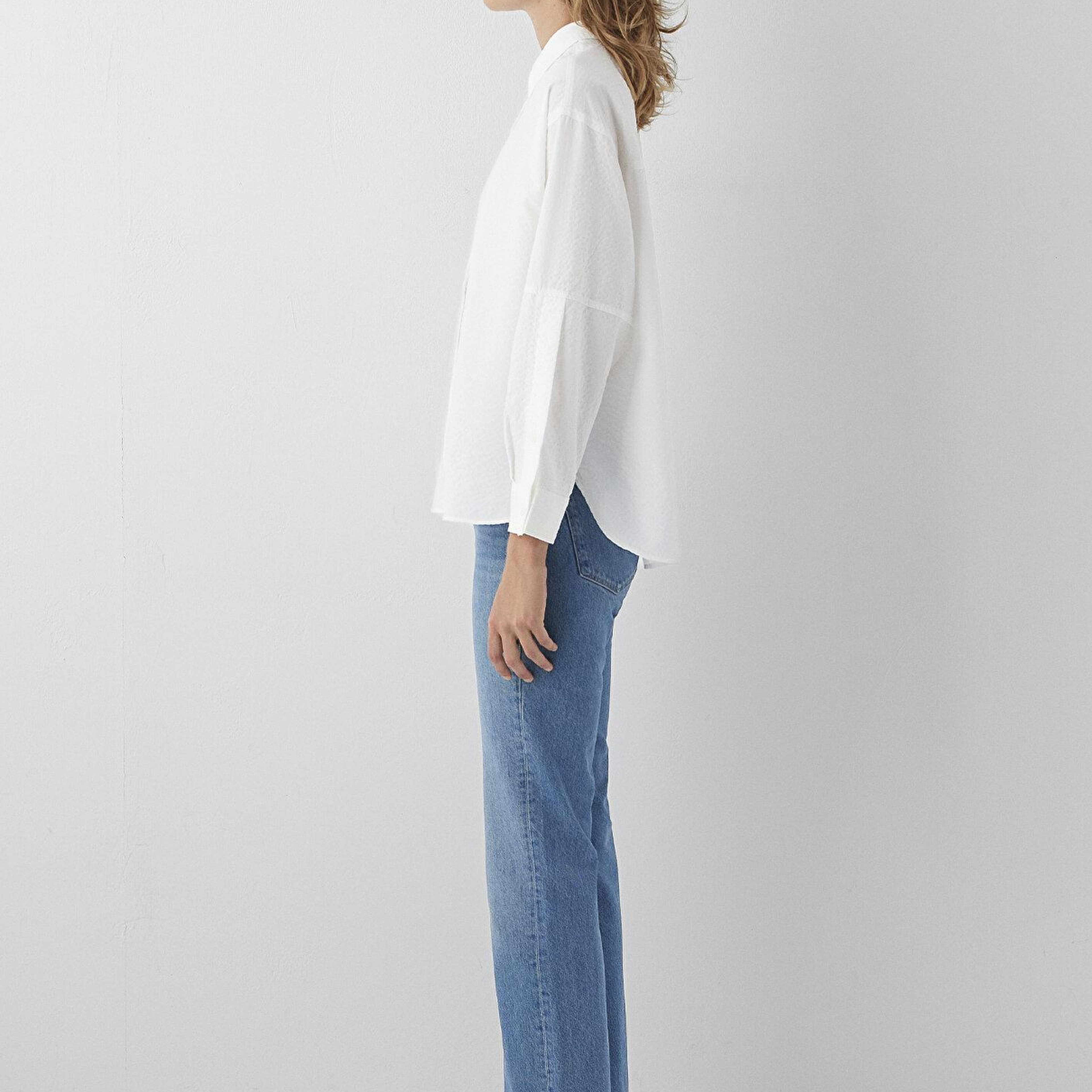 Mavi Beyaz Gömlek Oversize / Geniş Kesim 1220468-89583