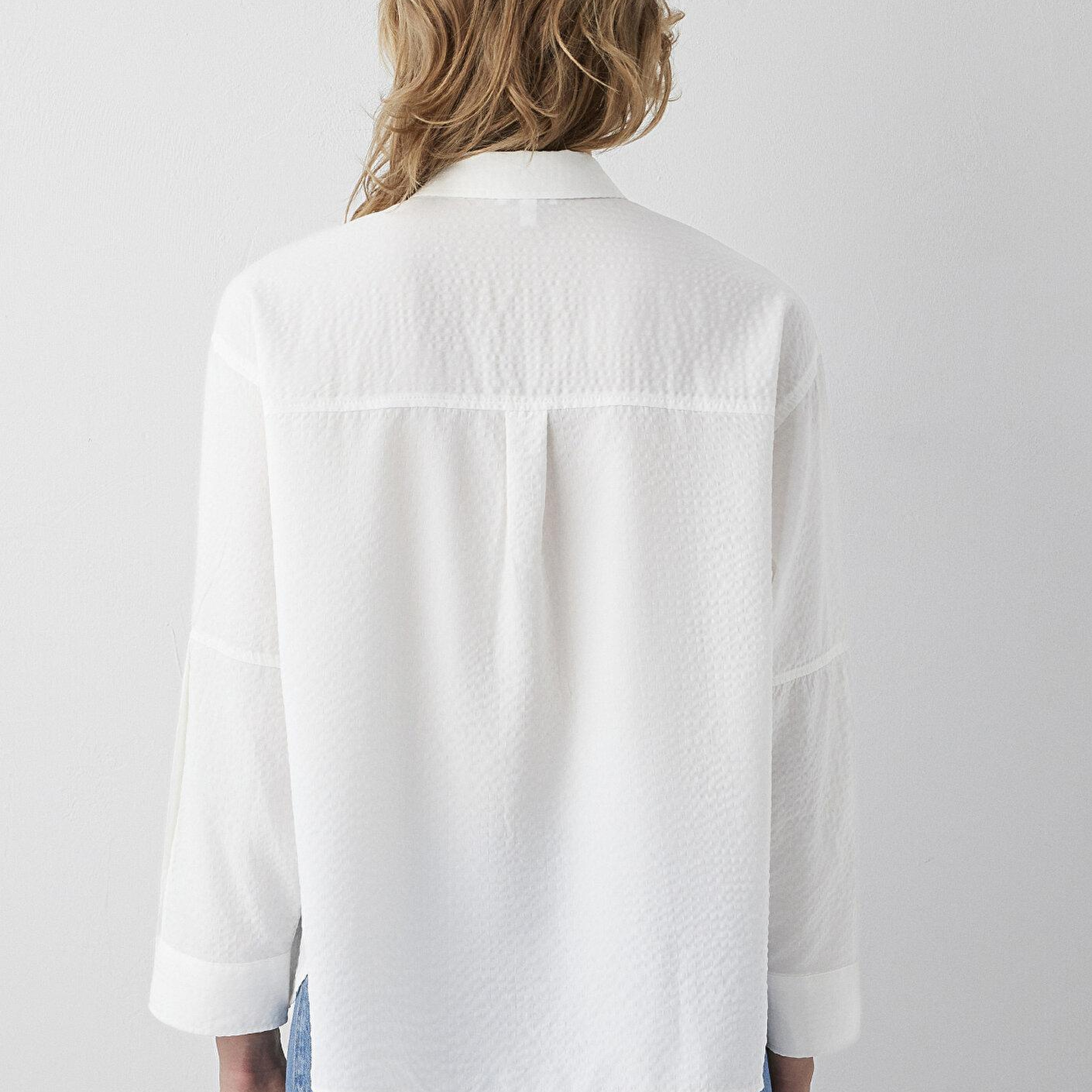 Mavi Beyaz Gömlek Oversize / Geniş Kesim 1220468-89583