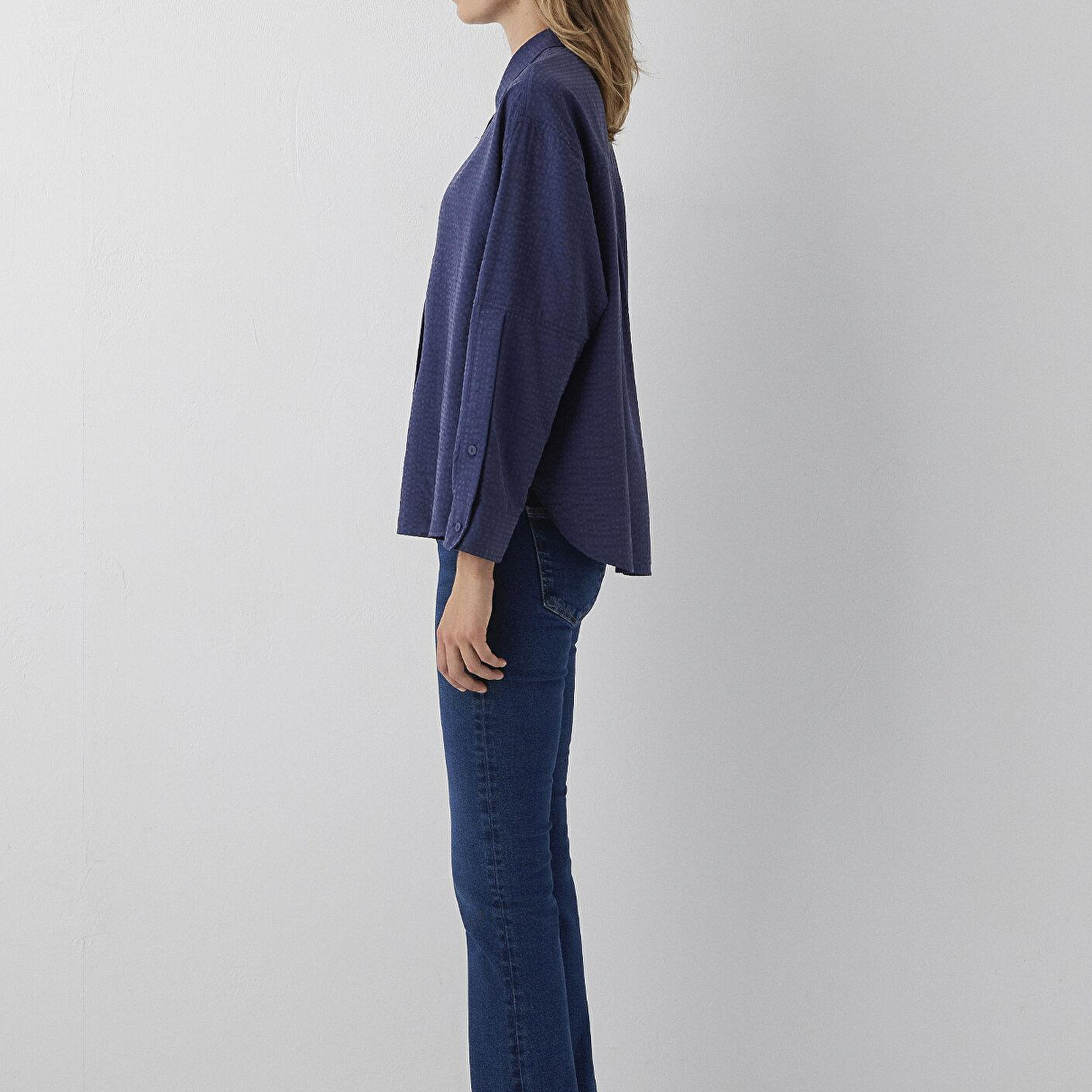 Mavi Lacivert Gömlek Oversize / Geniş Kesim 1220468-81617