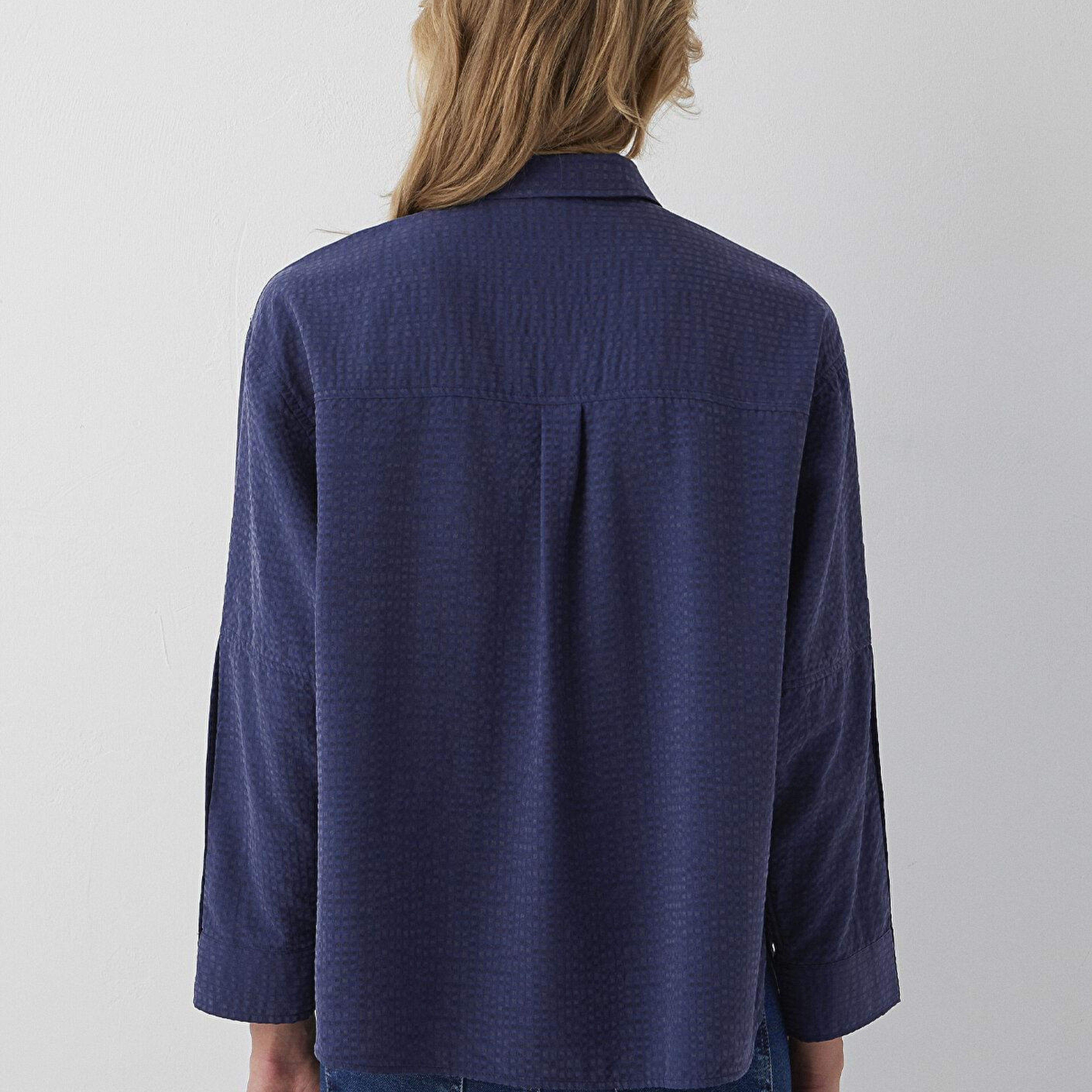 Mavi Lacivert Gömlek Oversize / Geniş Kesim 1220468-81617