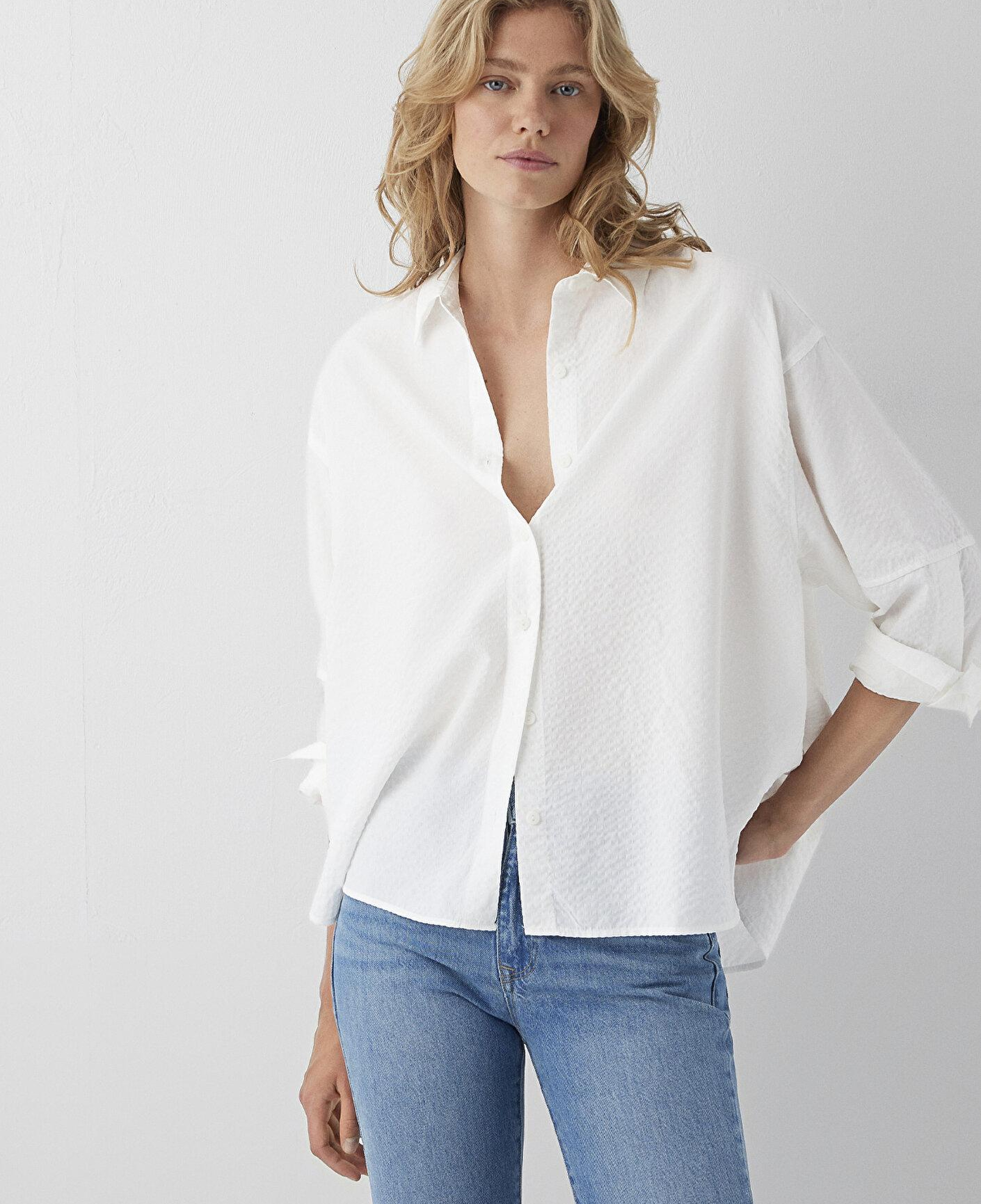 Mavi Beyaz Gömlek Oversize / Geniş Kesim 1220468-89583