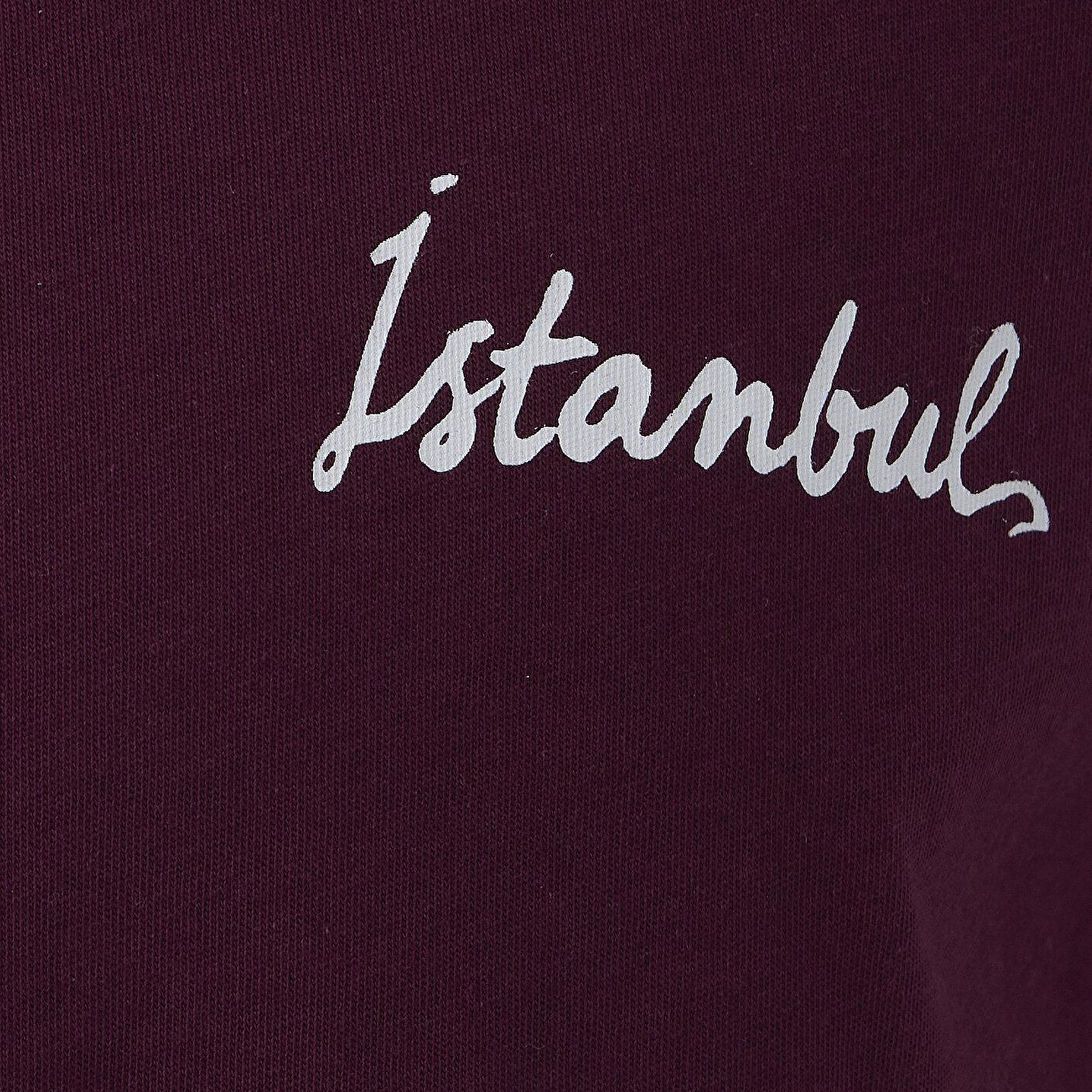 Mavi İstanbul Baskılı Bordo Tişört Loose Fit / Bol Rahat Kesim 0620233-70425
