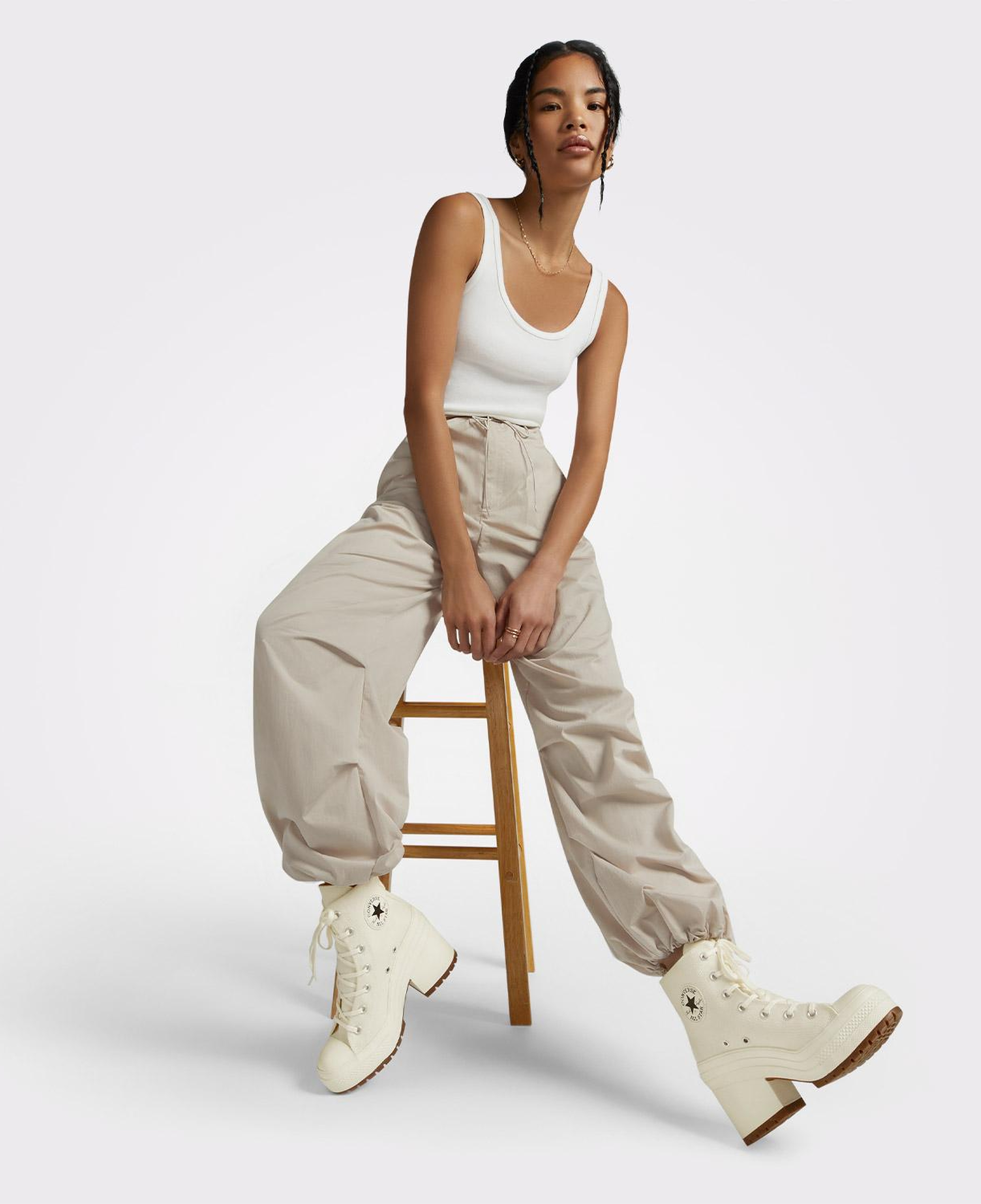 Converse Chuck 70 De Luxe Heel Kadın Krem Platform Bot