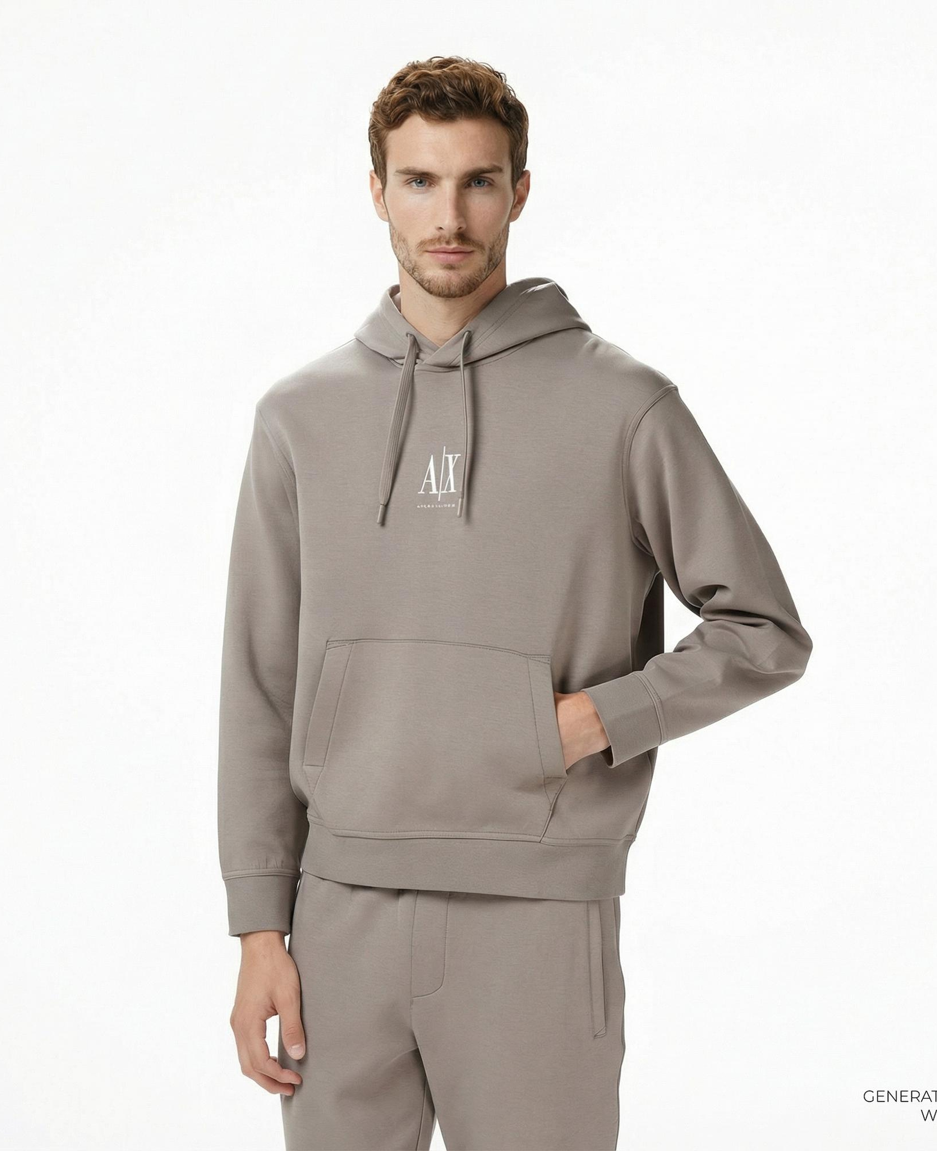Armani Exchange Erkek Bej Hoodie