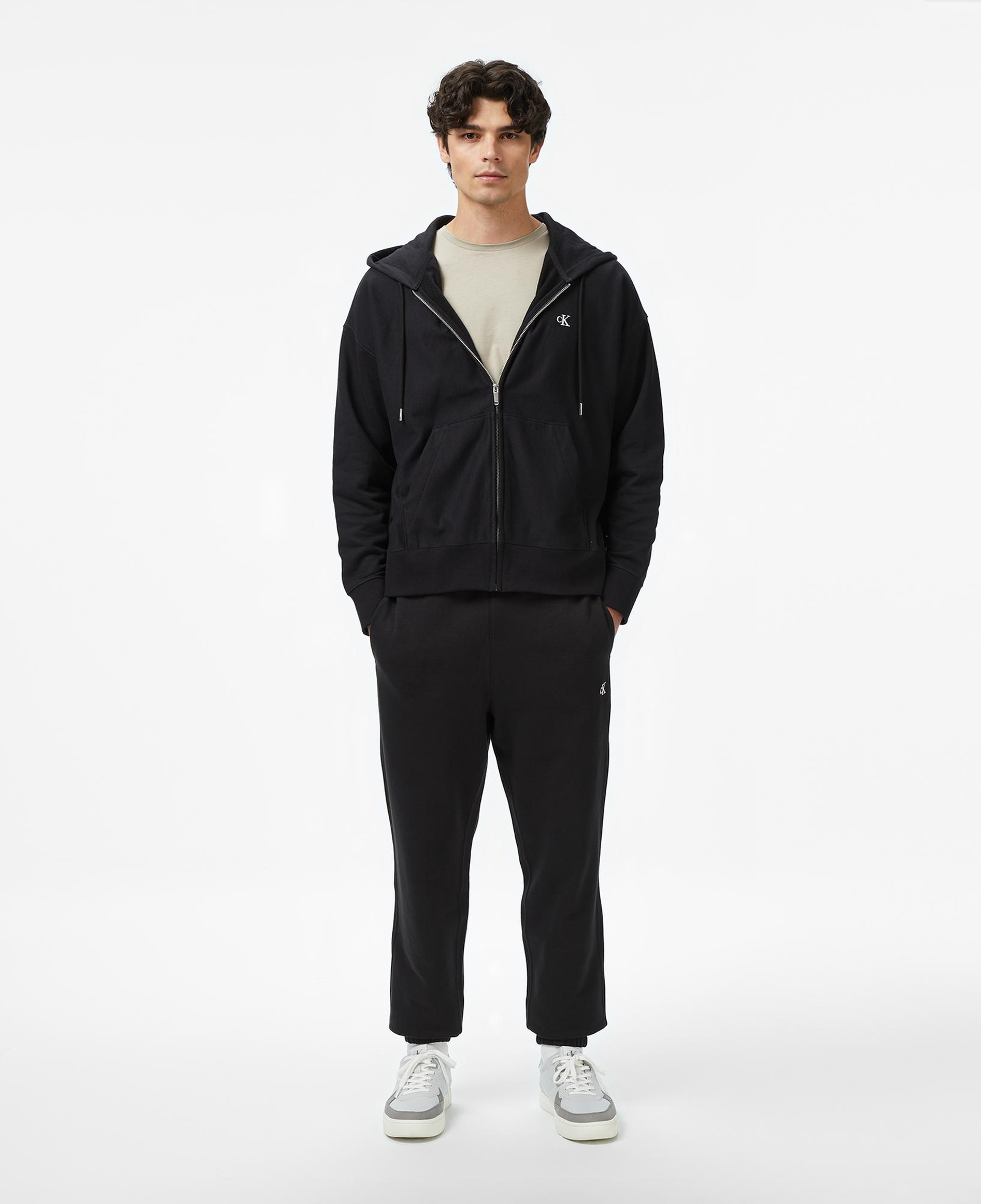 Calvin Klein Premium Terry Monogram Erkek Siyah Hoodie