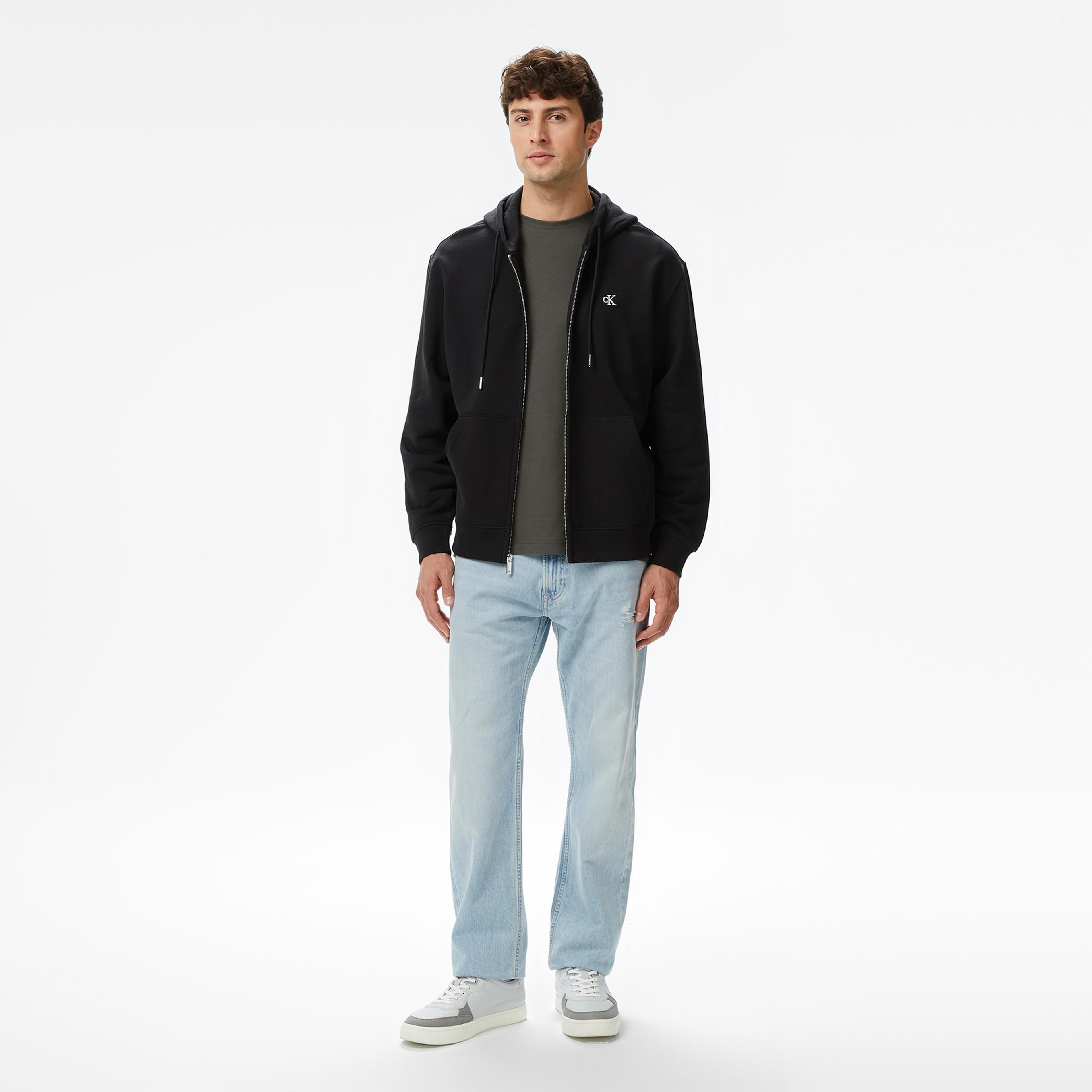 Calvin Klein Terry Monogram Erkek Siyah Hoodie