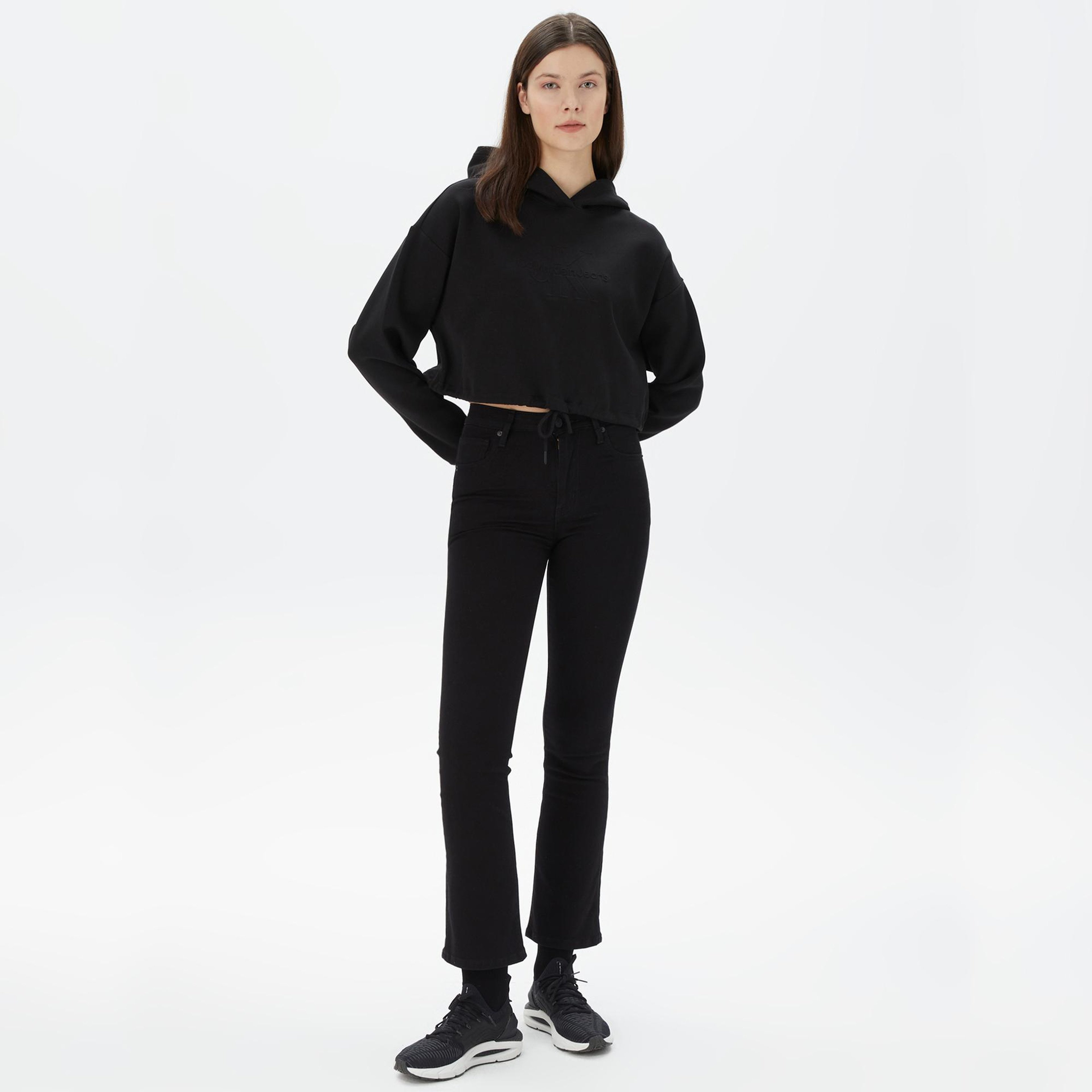 Calvin Klein Jeans Embossed Monologo Kadın Siyah Hoodie