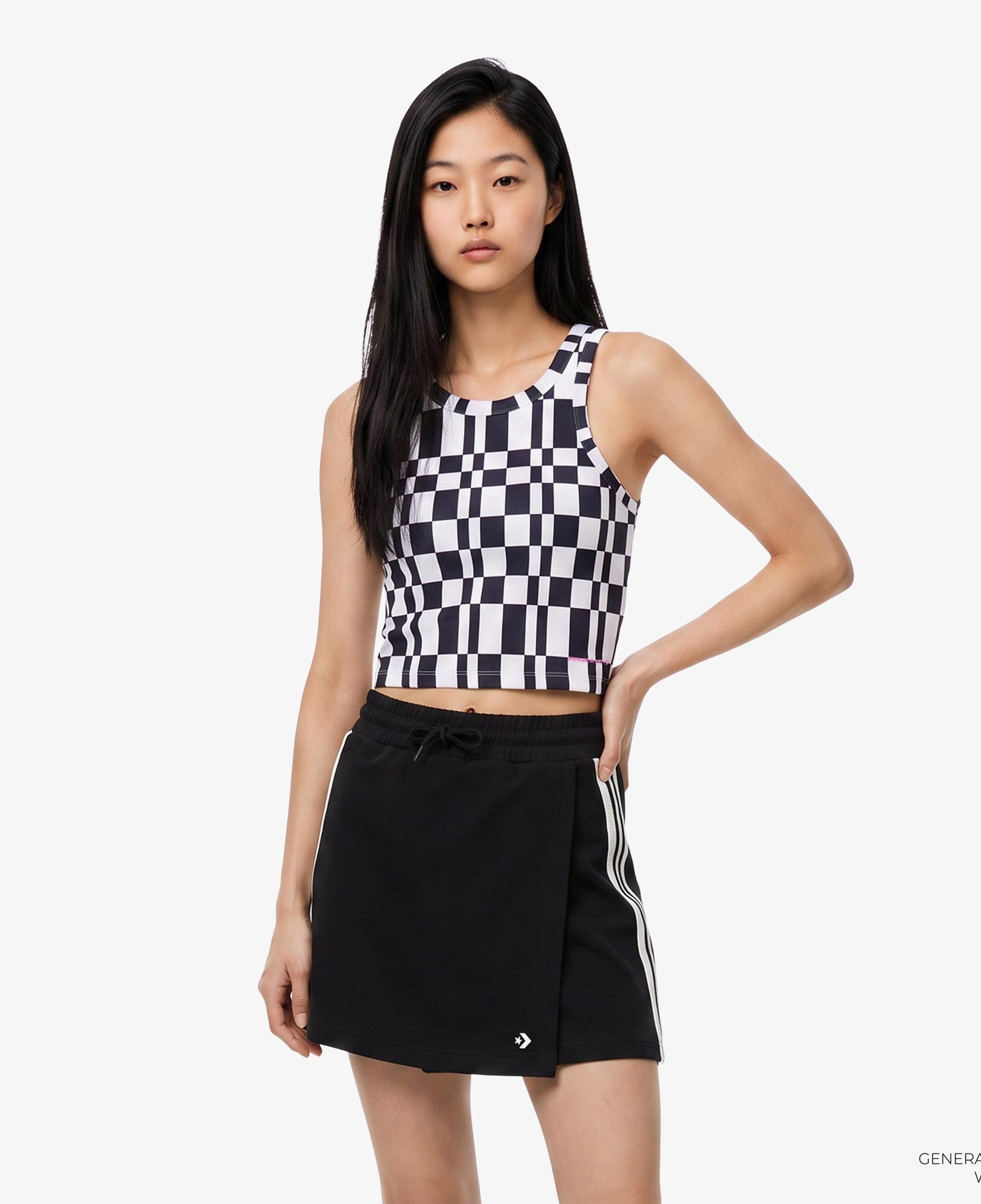 Converse Checkered Slim Fit Kadın Siyah Top