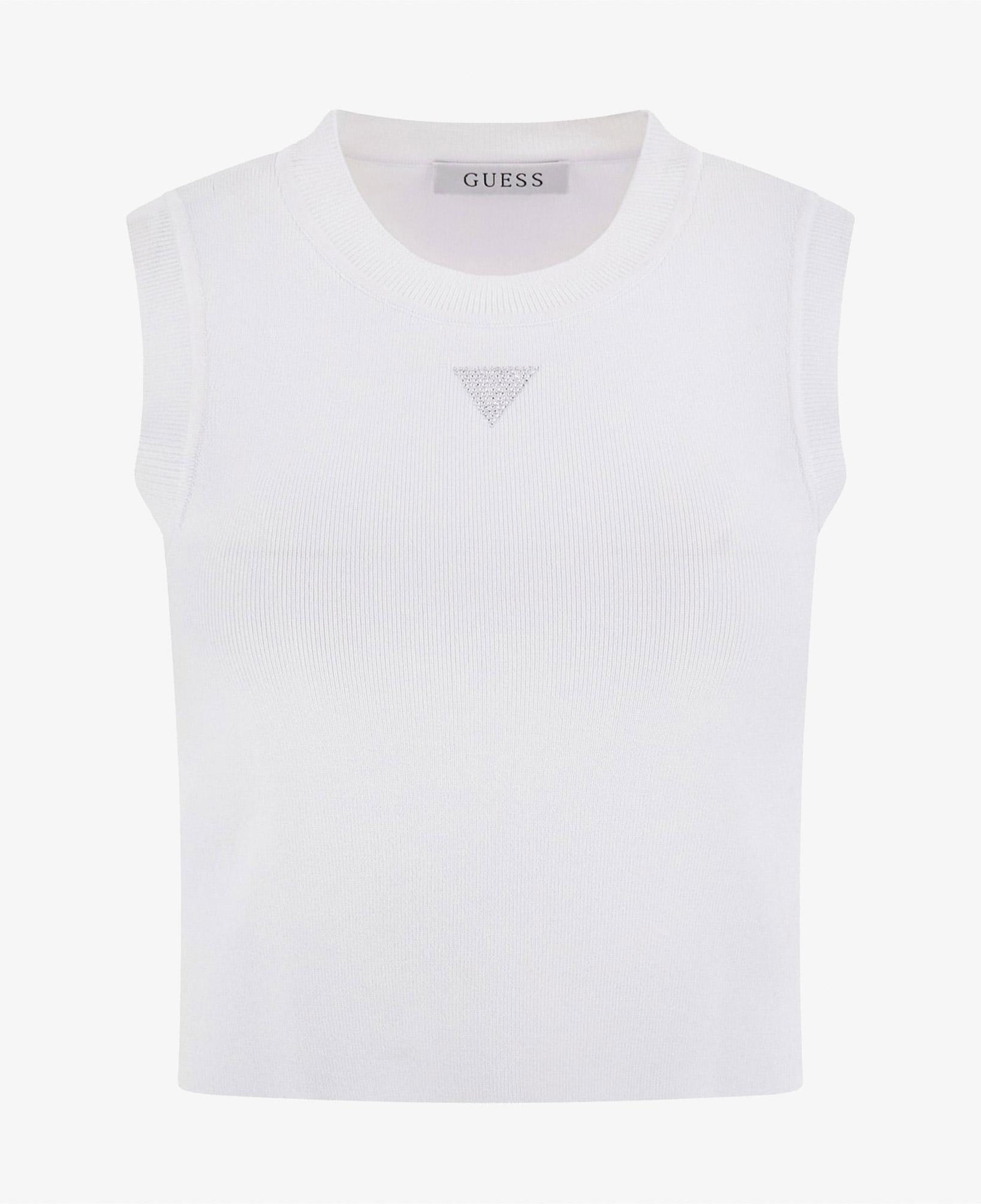 Guess Kadın Beyaz Kolsuz Crop Top