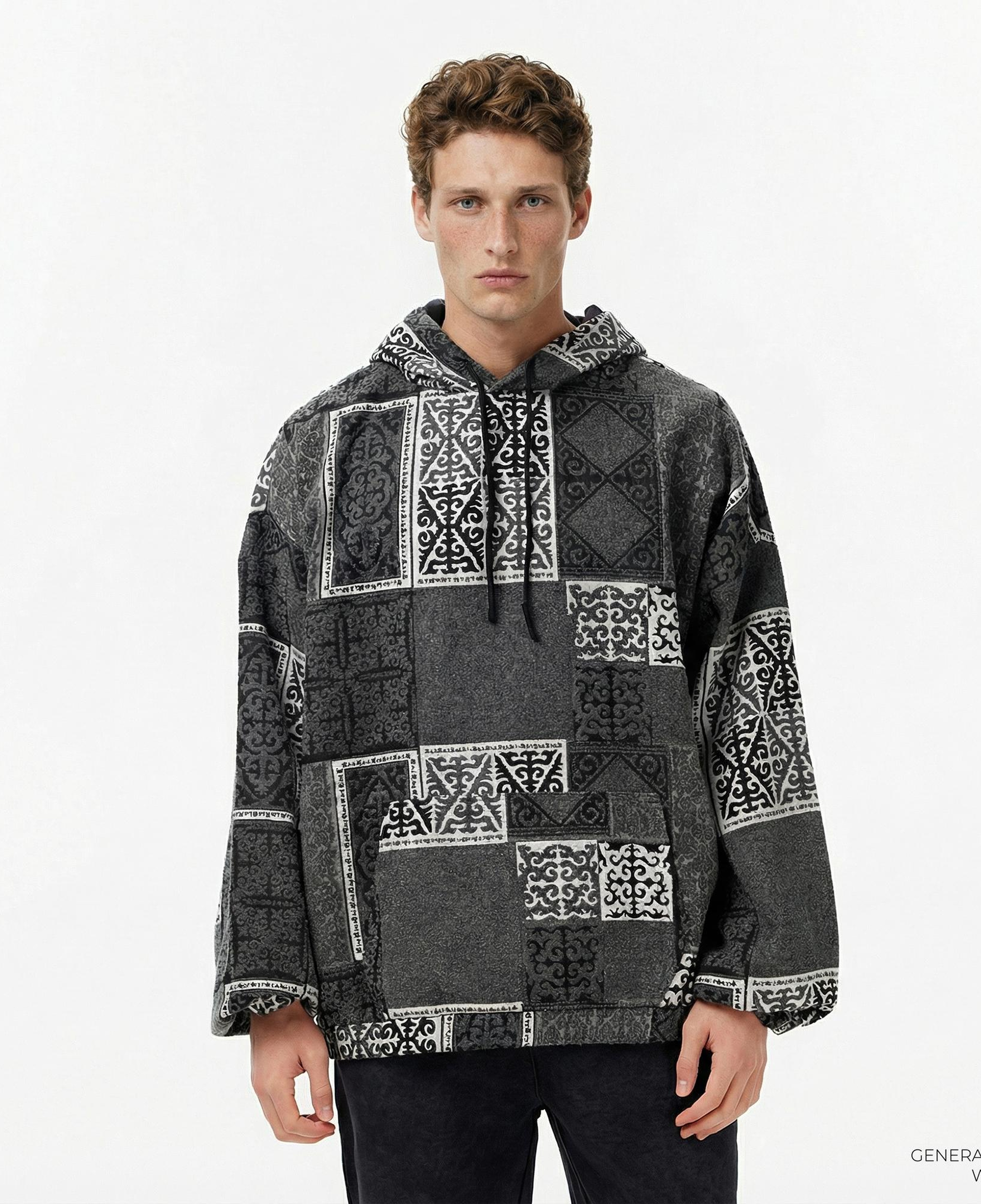 Les Benjamins 029 Erkek Gri Hoodie