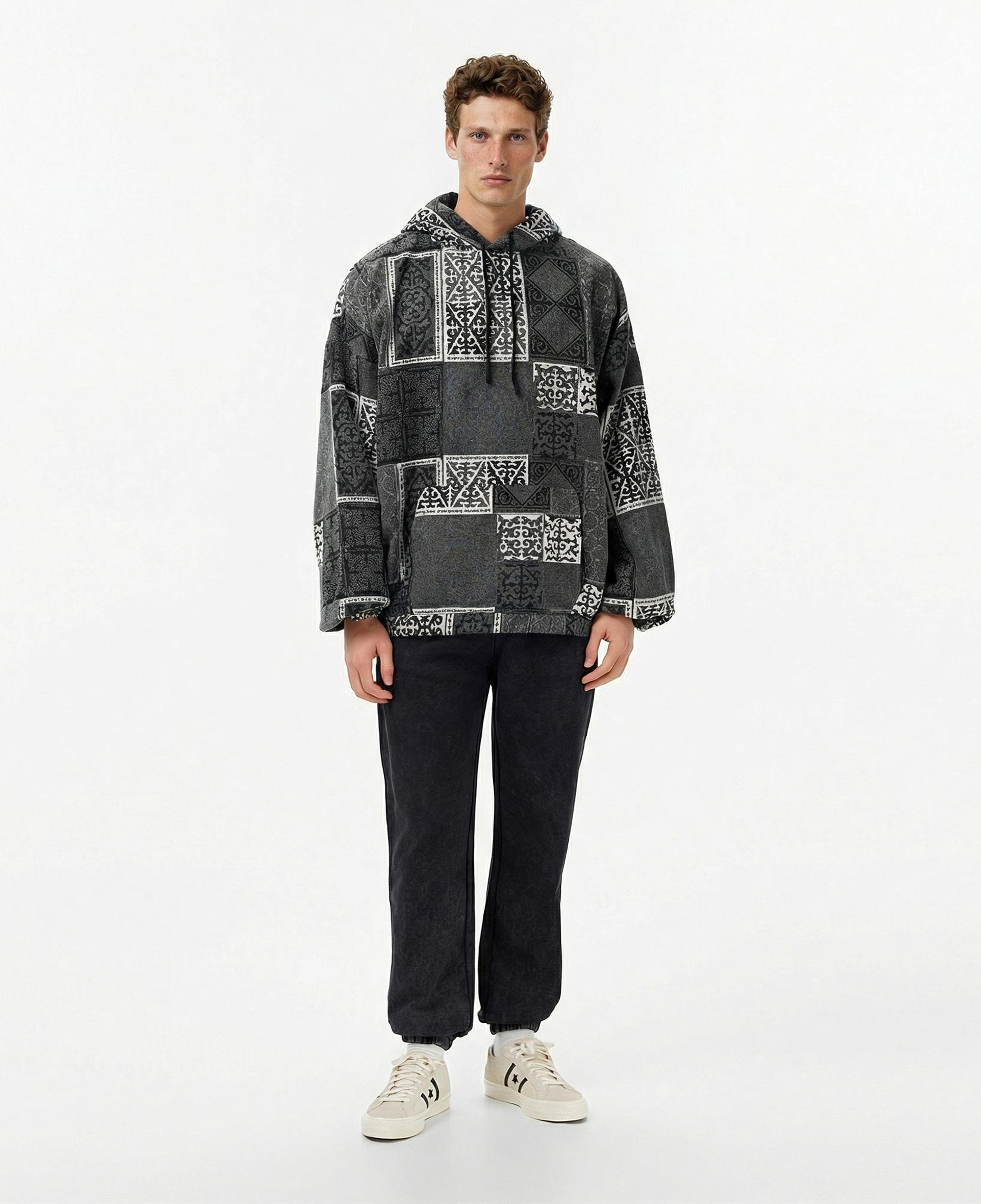 Les Benjamins 029 Erkek Gri Hoodie