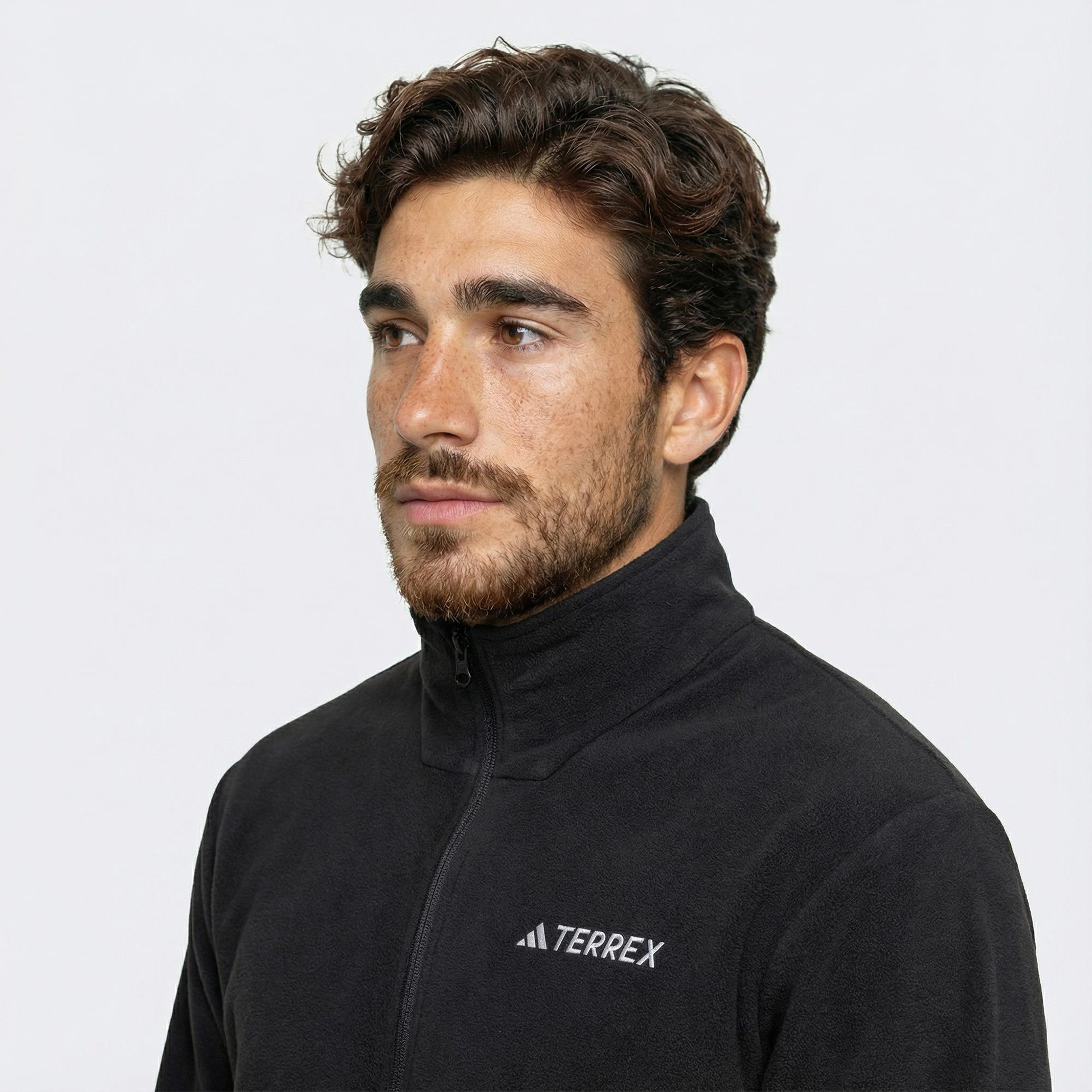 adidas Mountain Essentials Full-Zip Fleece Erkek Siyah Sweatshirt