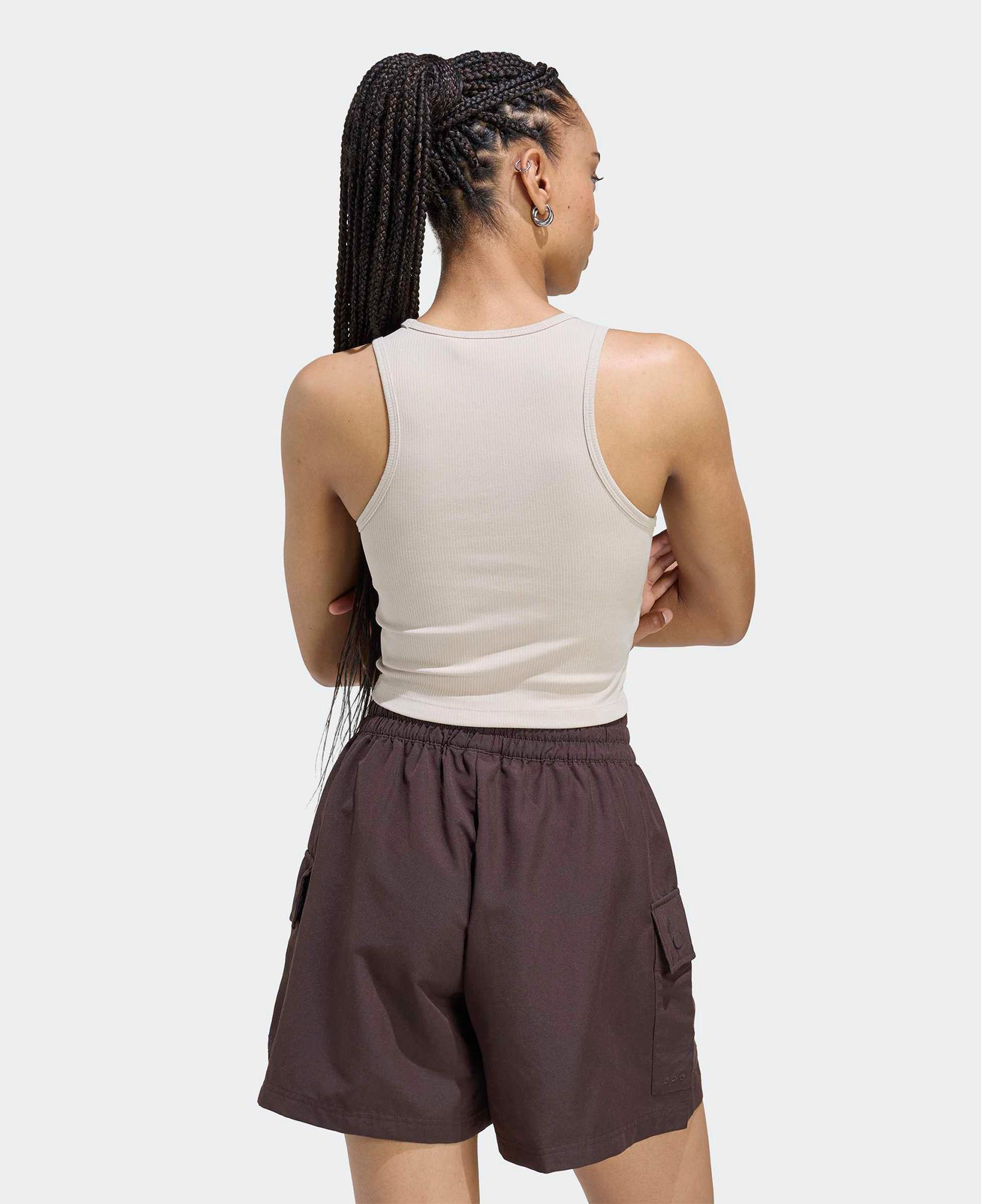 adidas Essentials Ribbed Kadın Bej Crop Top