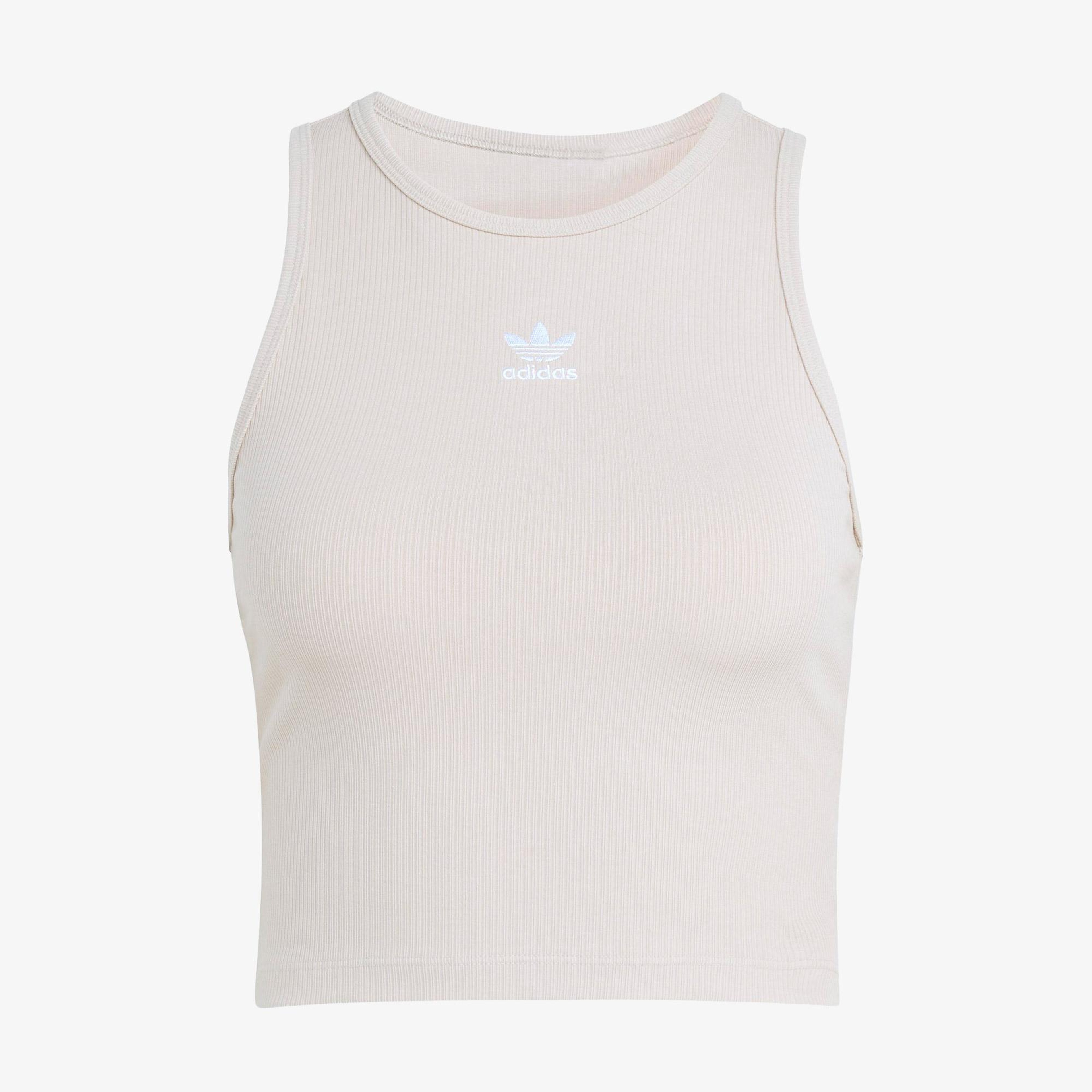 adidas Essentials Ribbed Kadın Bej Crop Top