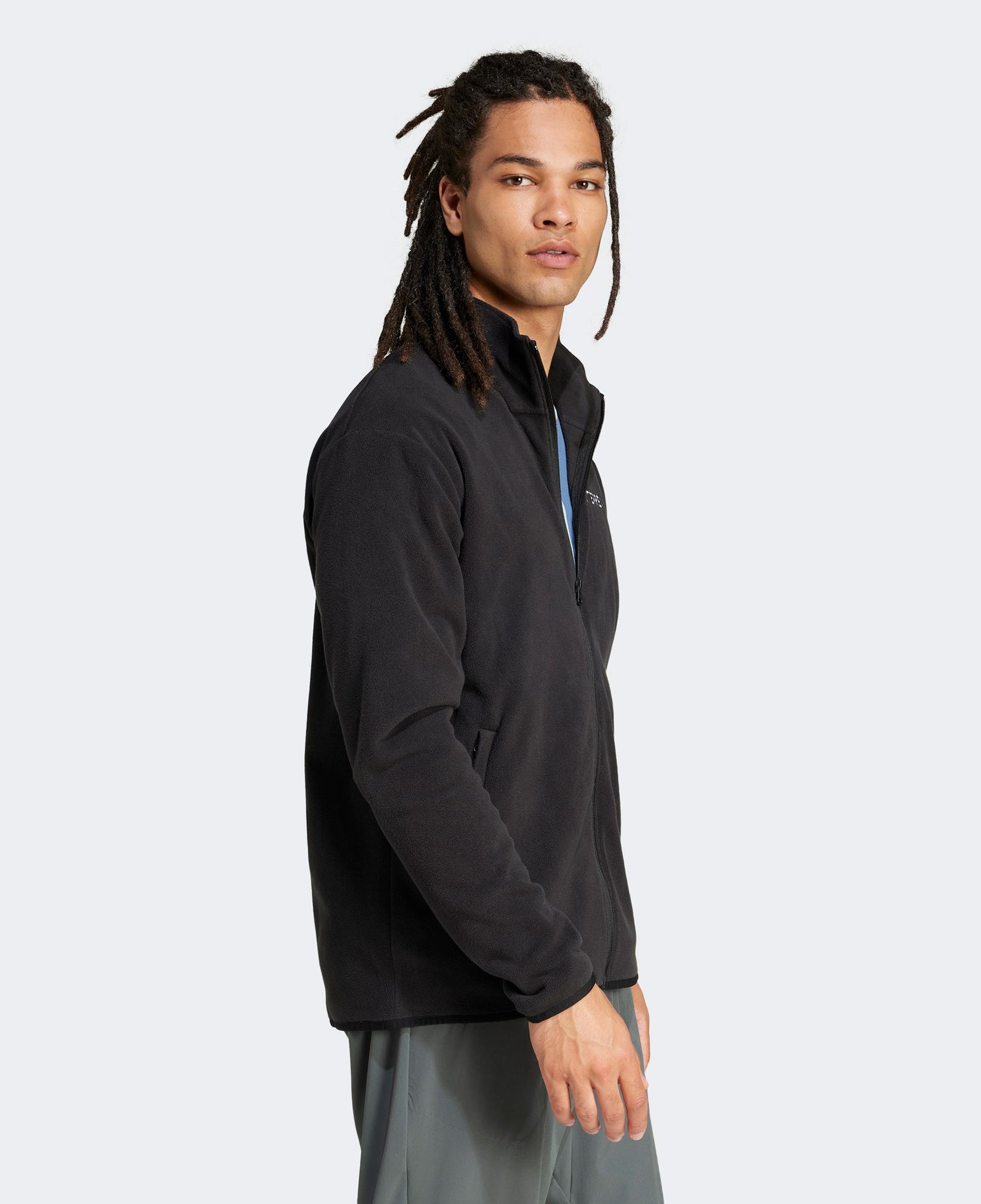 adidas Mountain Essentials Full-Zip Fleece Erkek Siyah Sweatshirt