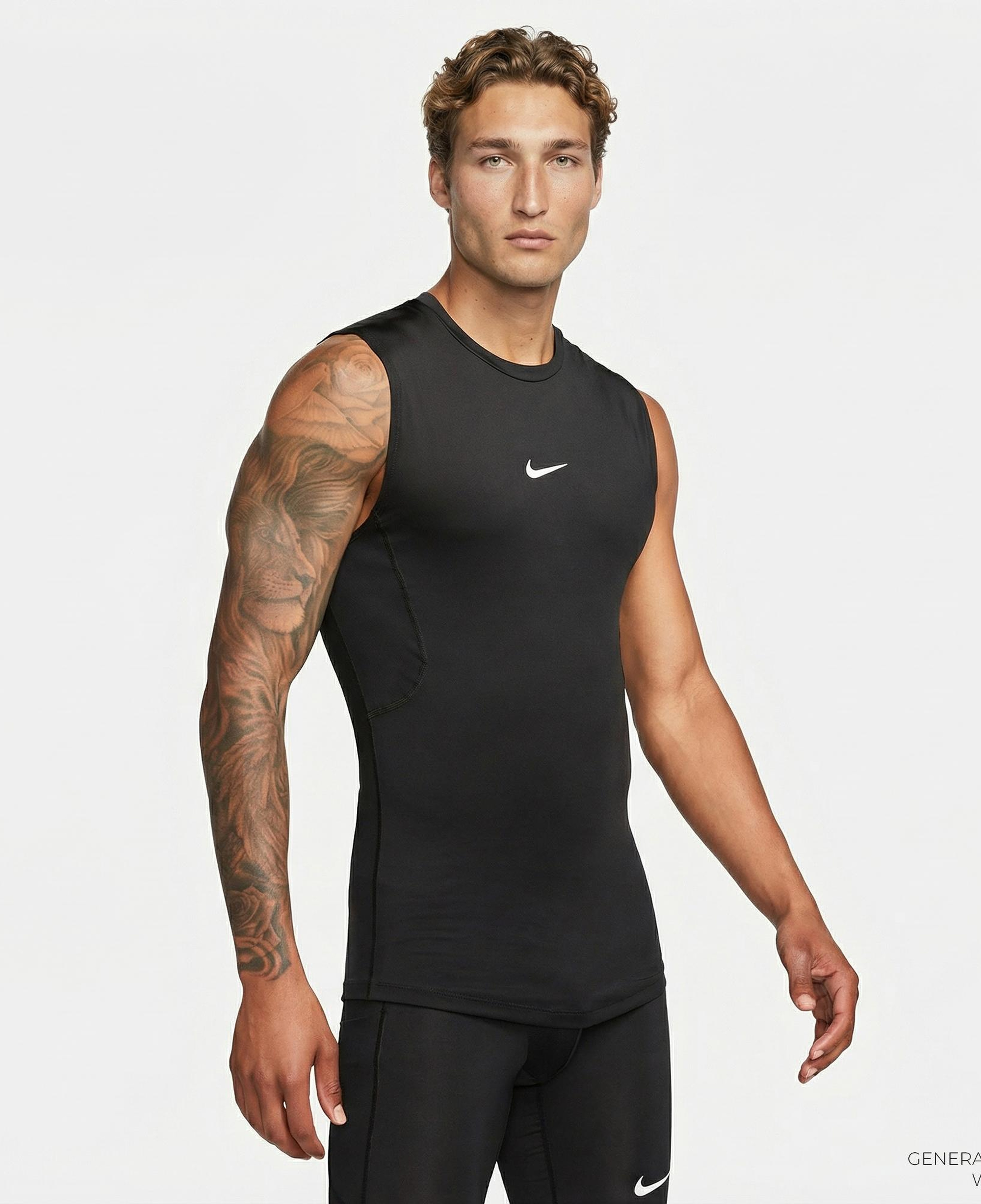 Nike Pro Dri-Fit Erkek Siyah Kolsuz T-Shirt