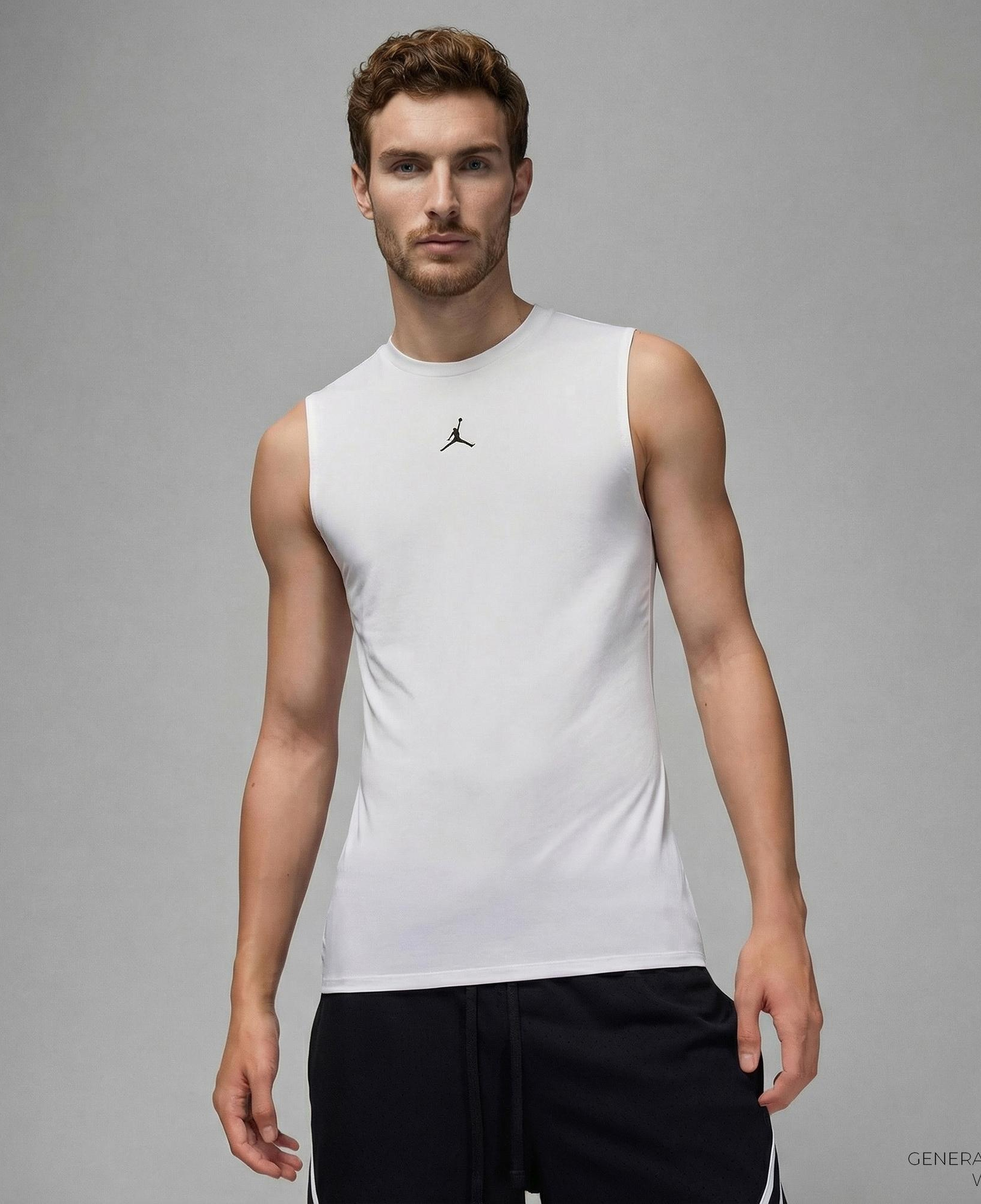 Jordan Dri-Fit Sport Erkek Beyaz Kolsuz T-Shirt