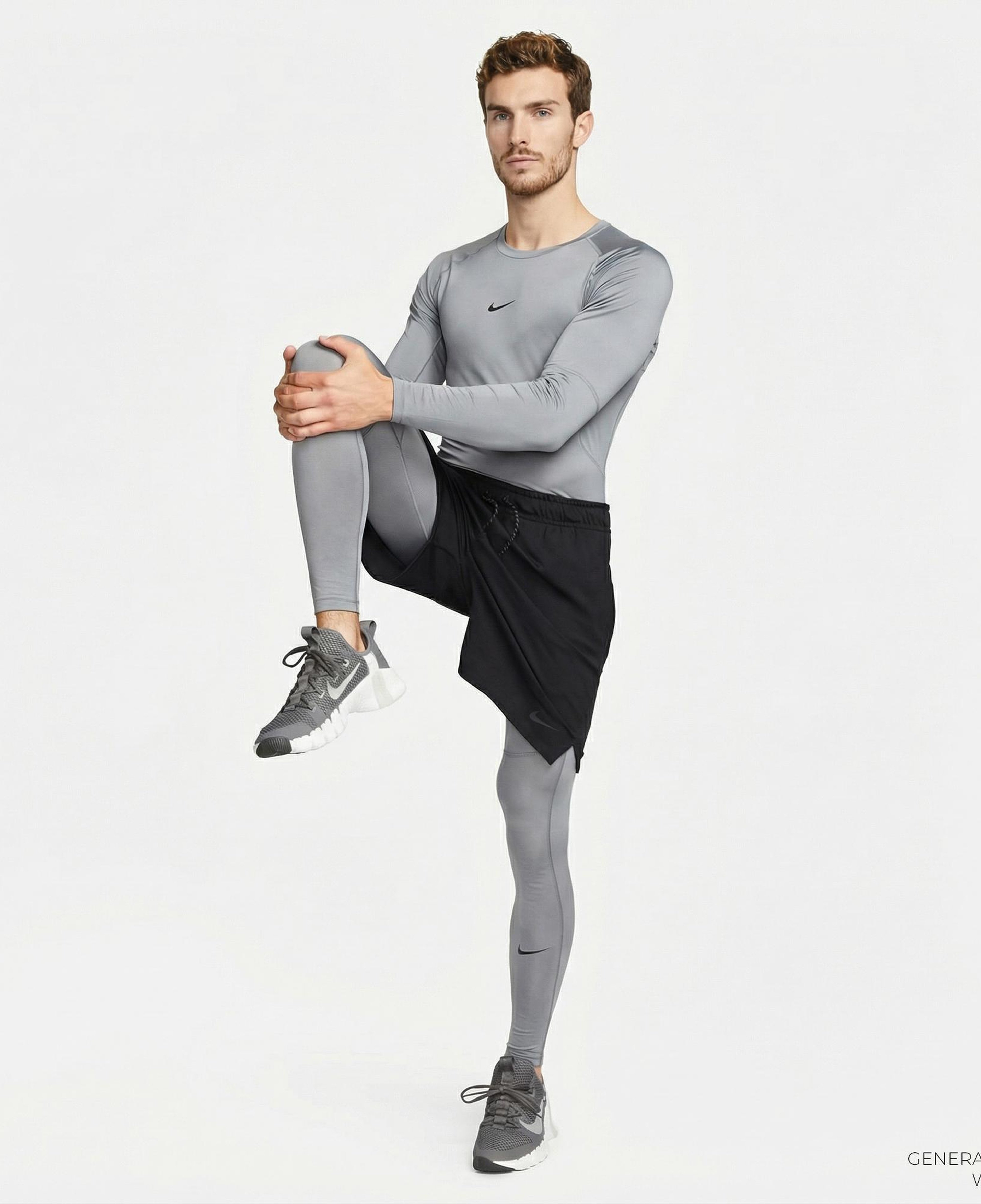 Nike Pro Dri-Fit Top Erkek Gri Uzun Kollu Tişört