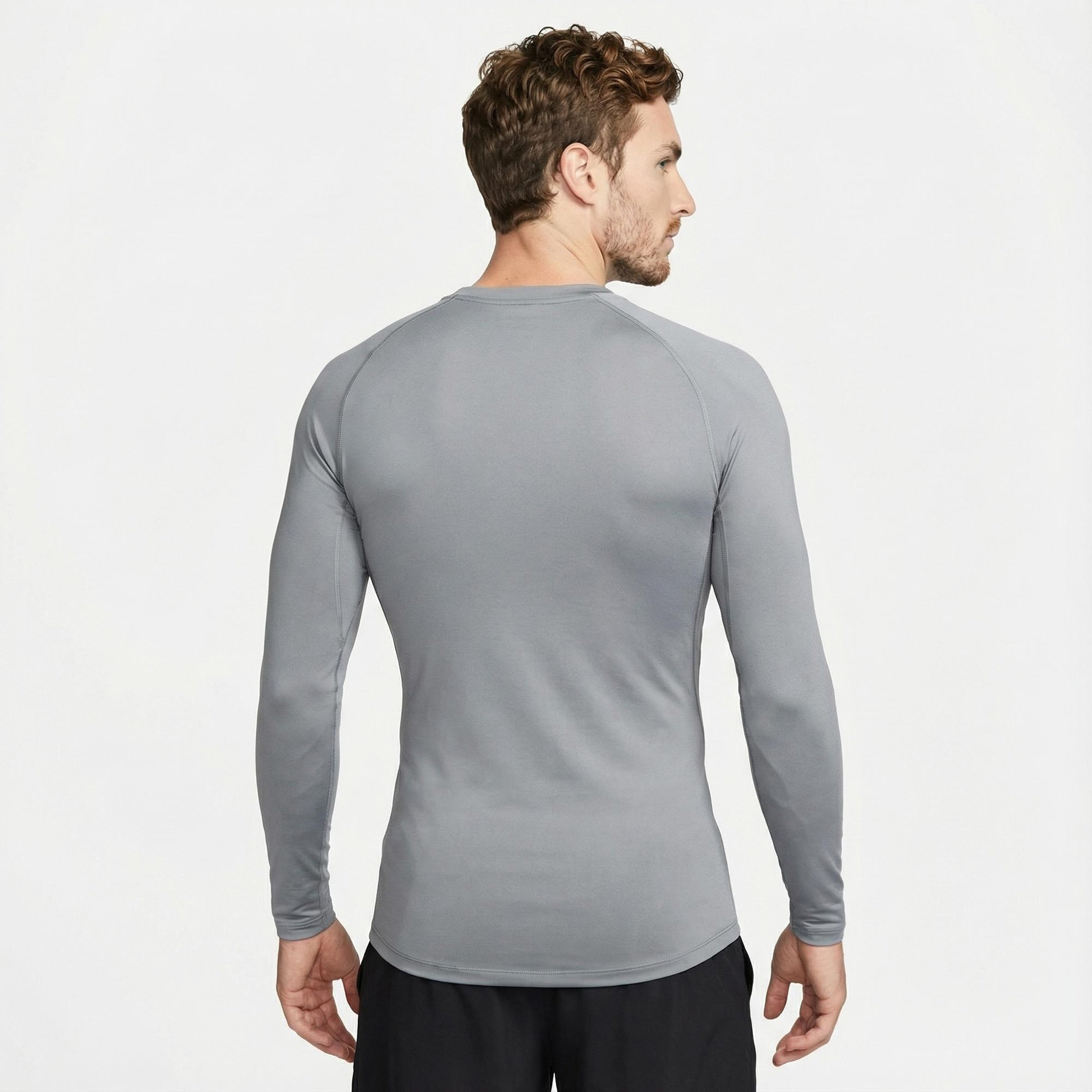 Nike Pro Dri-Fit Top Erkek Gri Uzun Kollu Tişört