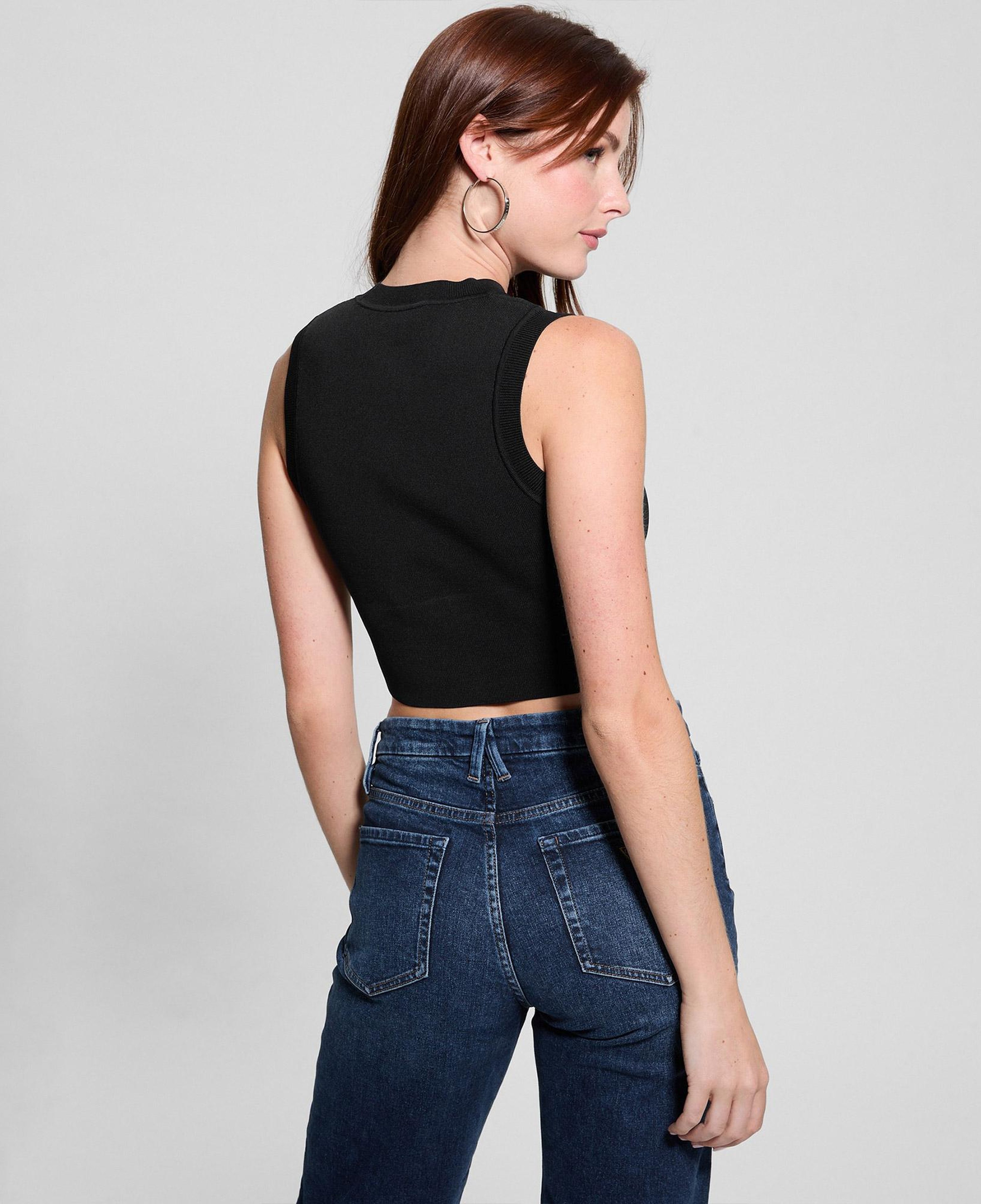 Guess Kadın Siyah Kolsuz Crop Top