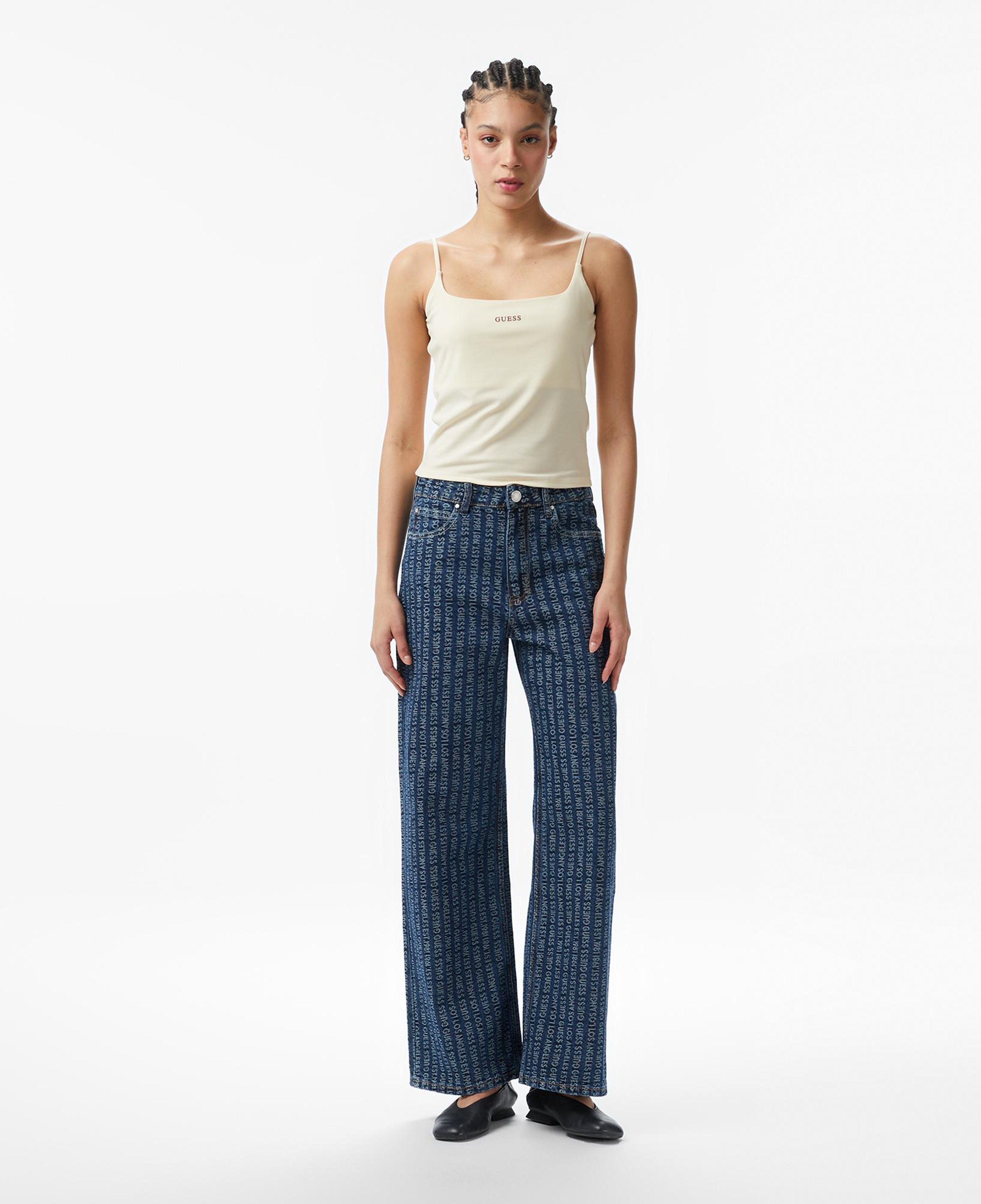 Guess Jasmine Aktif Kadın Krem Crop Top