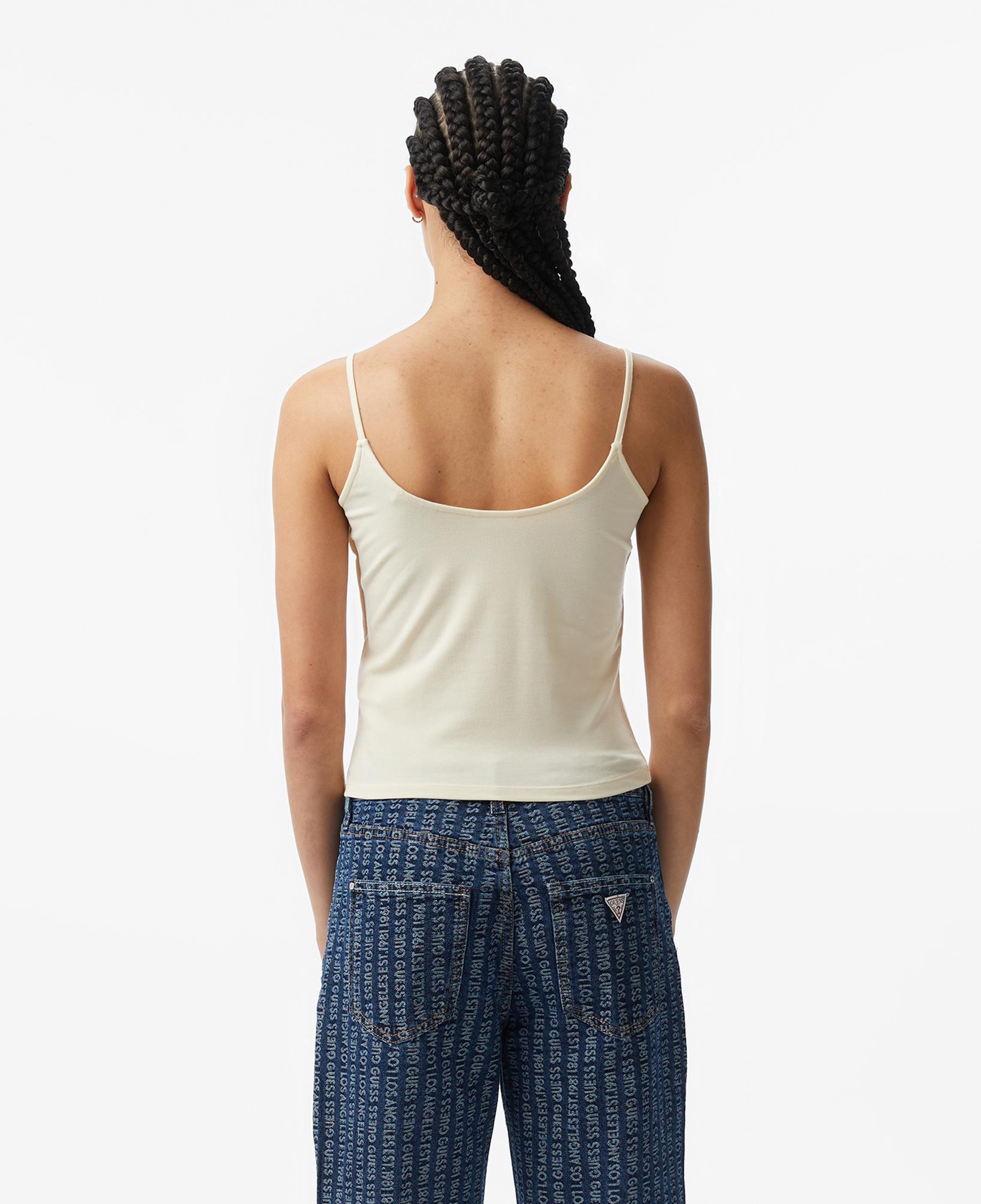 Guess Jasmine Aktif Kadın Krem Crop Top