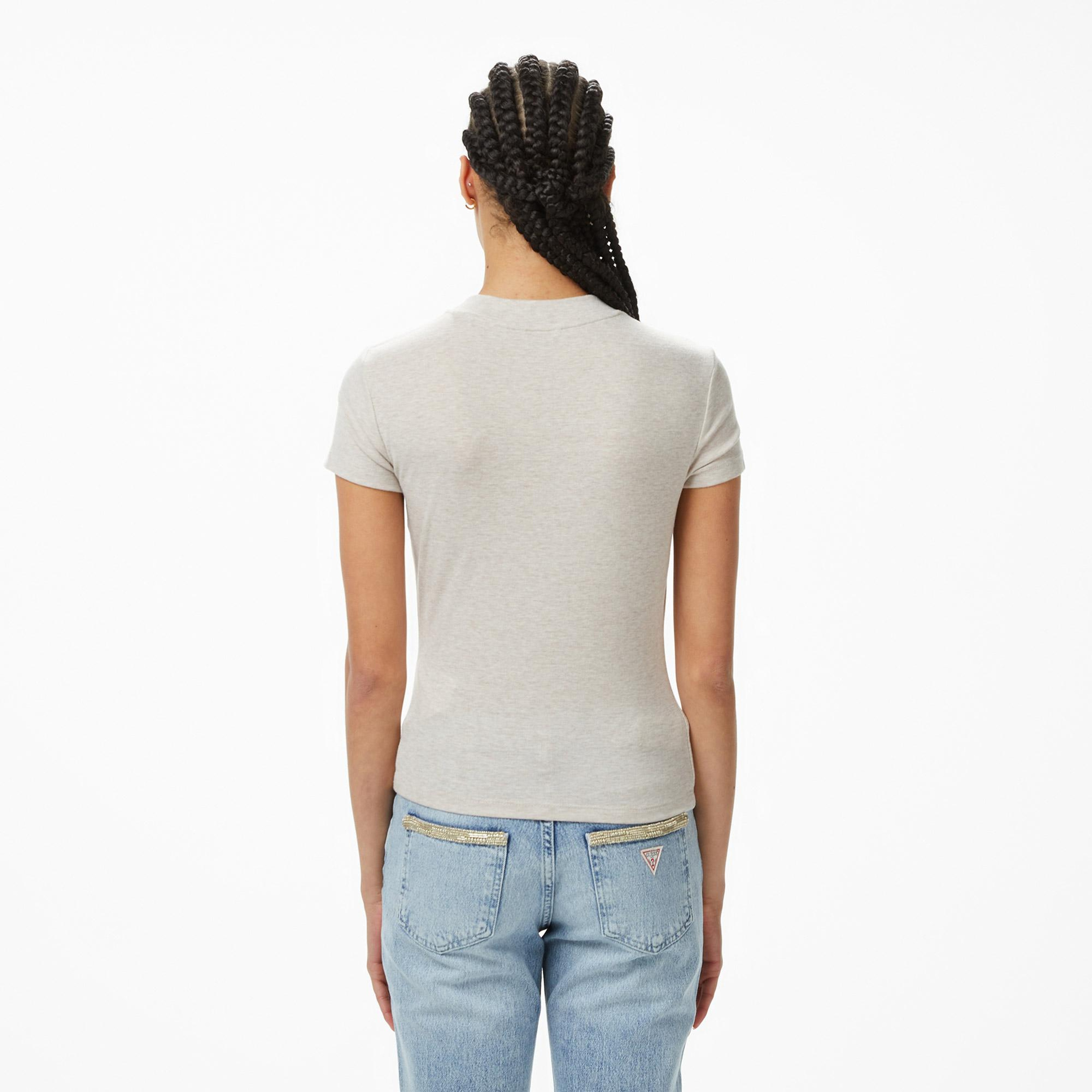 Guess Mock Yün Ipek Karışımlı Top Kadın Mavi T-Shirt
