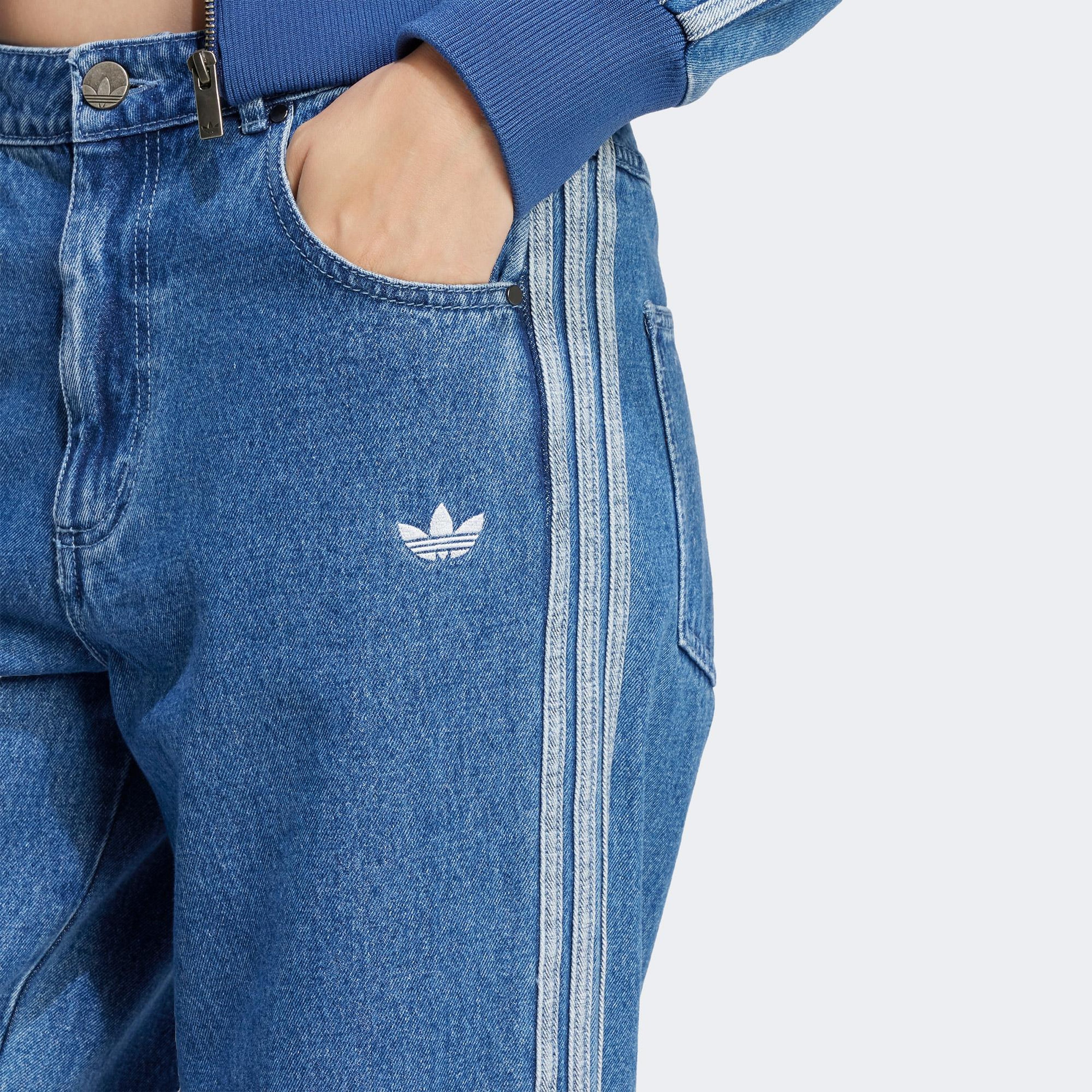 adidas Adicolor Denim 3-Stripes Kadın Mavi Jean