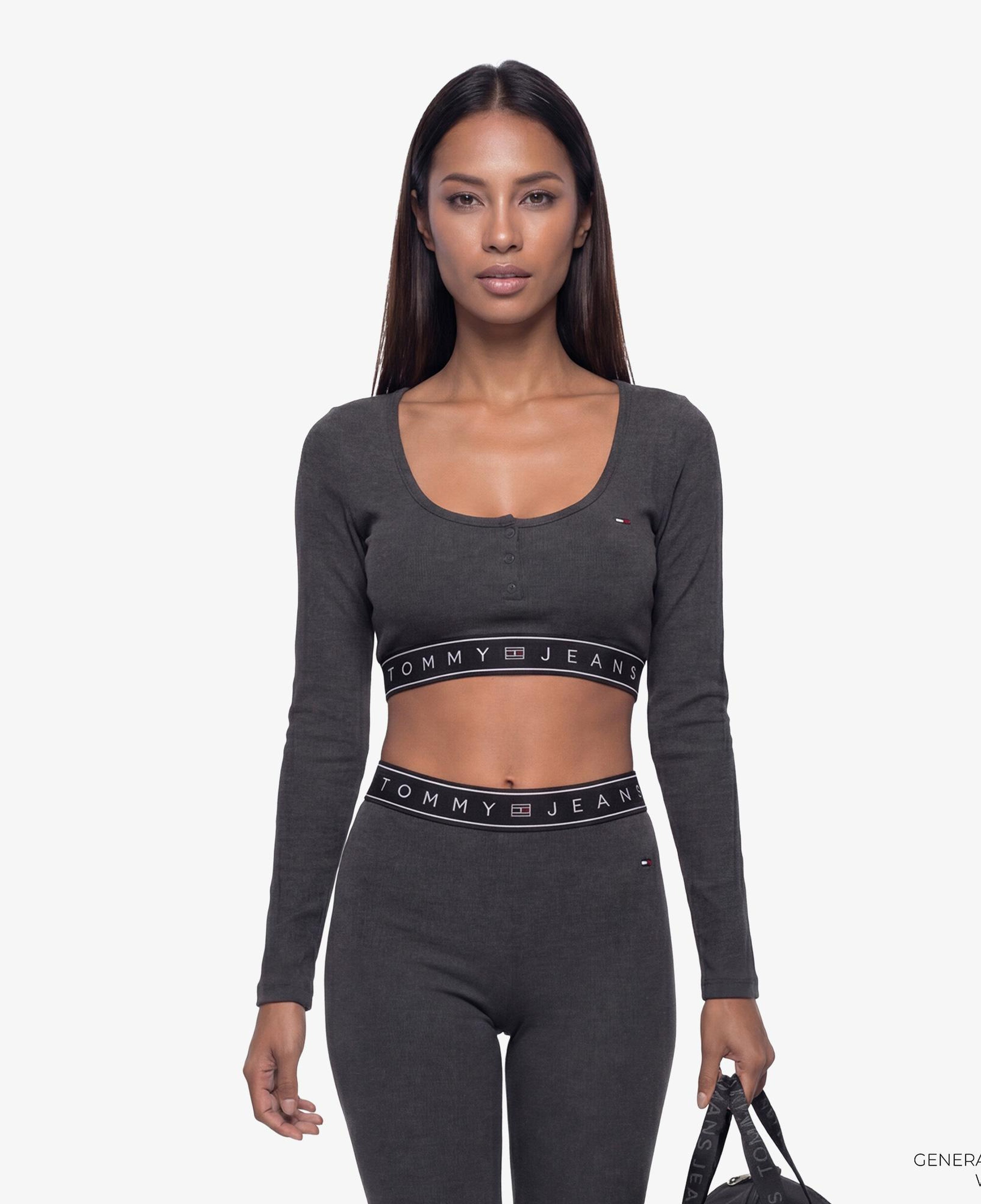 Tommy Hilfiger D3 Kadın Gri Uzun Kollu Crop