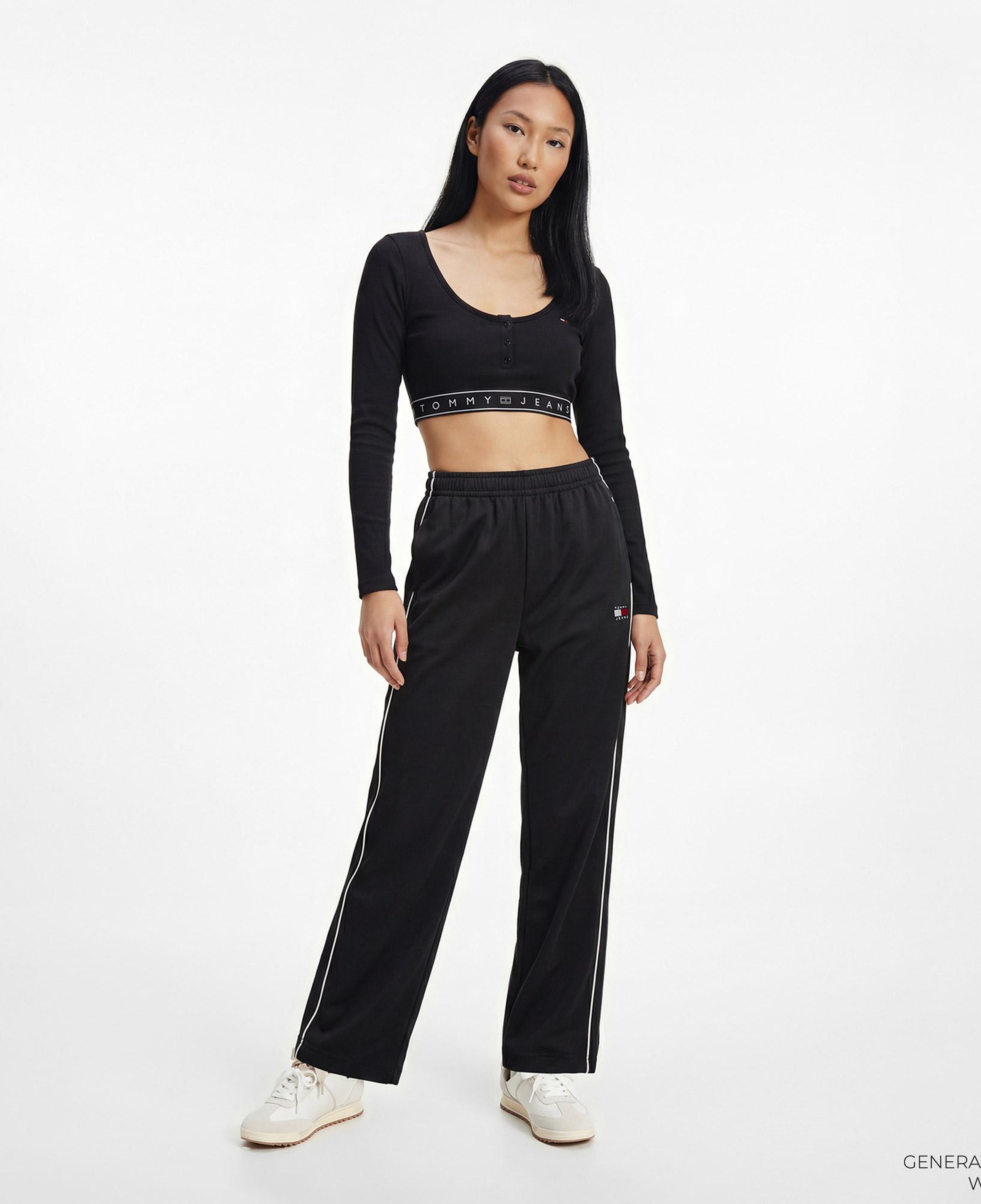 Tommy Hilfiger D3 Kadın Siyah Uzun Kollu Crop