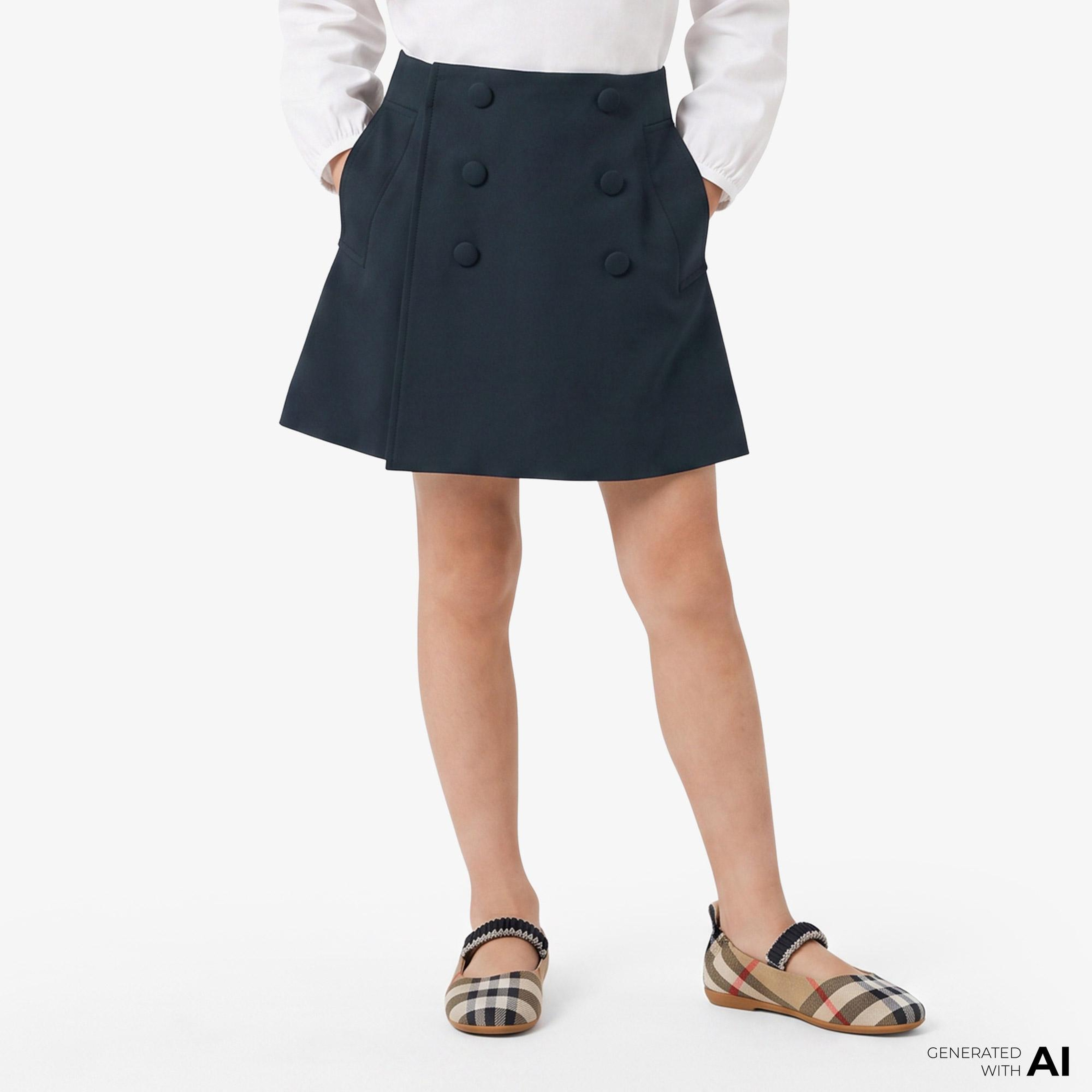 Burberry Cotton Trench Çocuk Lacivert Etek