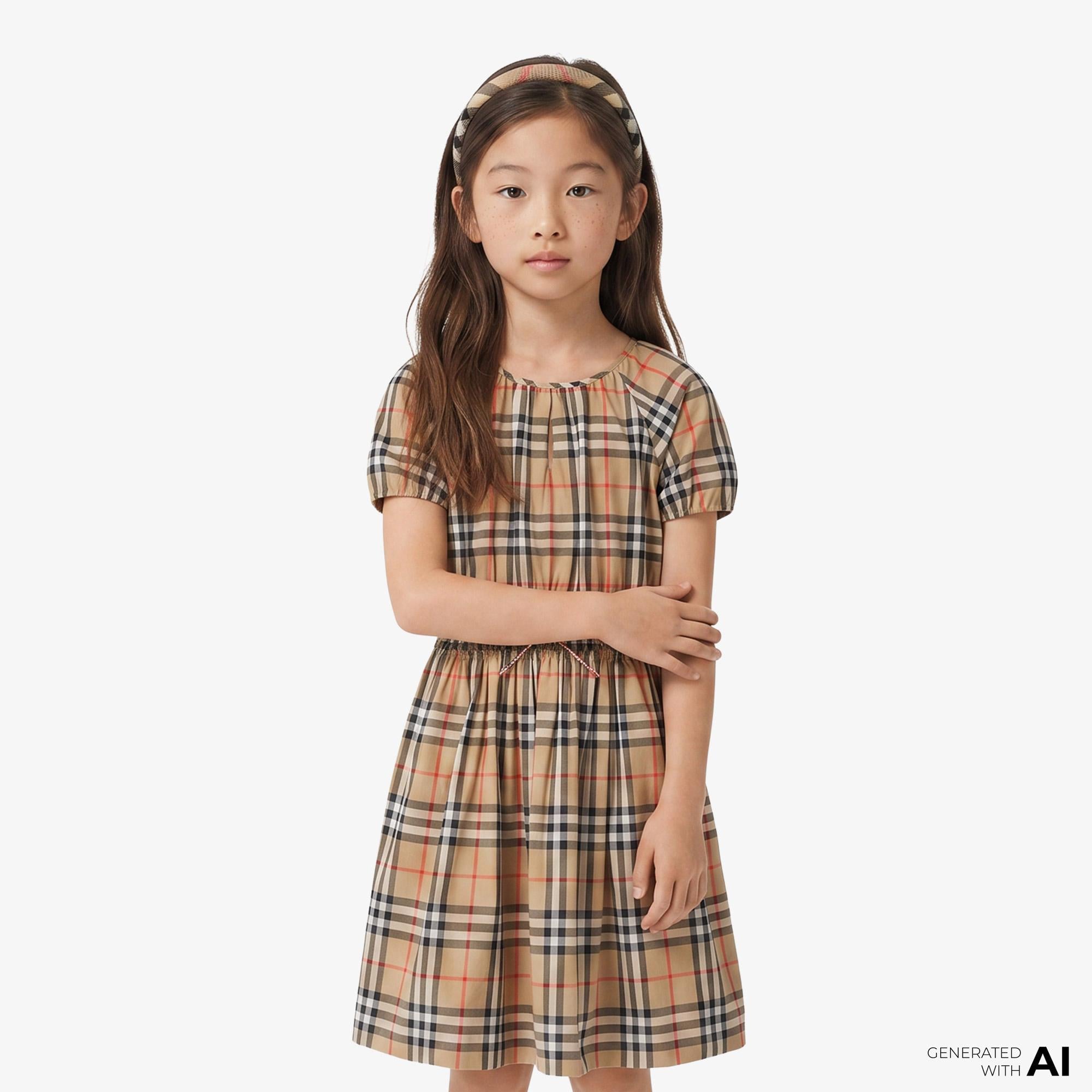 Burberry Rumı Check Çocuk Bej Elbise