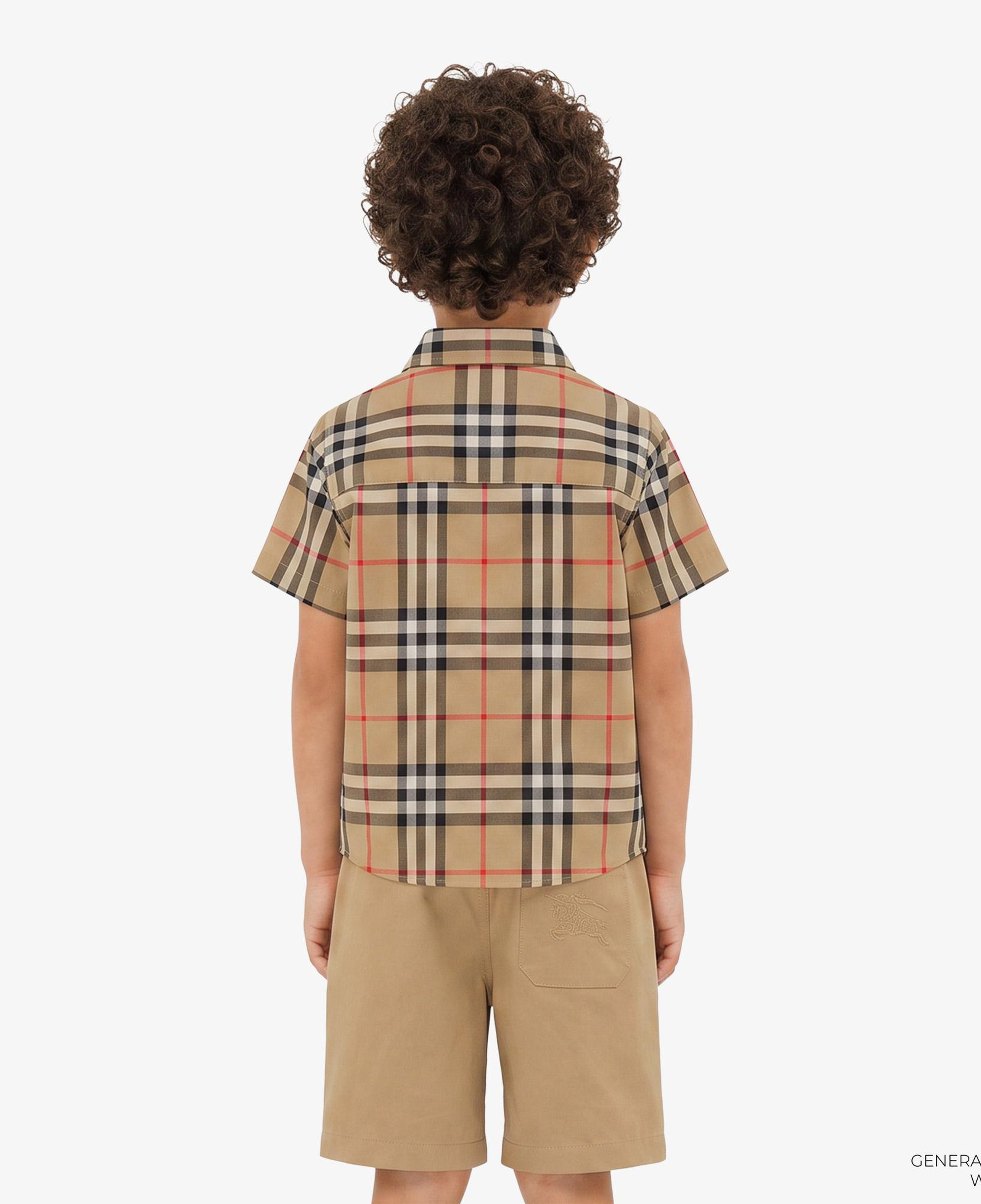 Burberry Check Stretch Pamuklu Çocuk Bej Gömlek