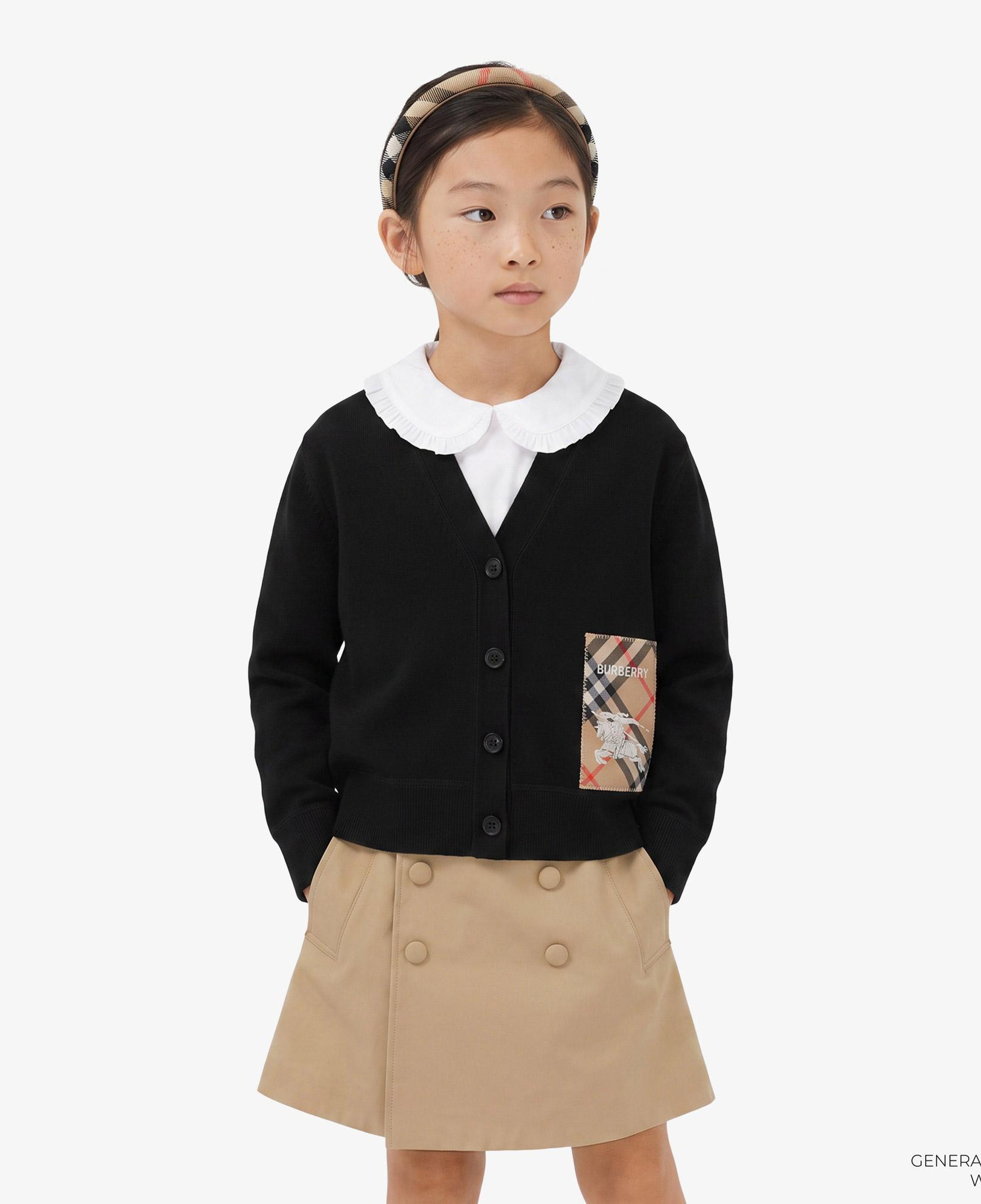 Burberry Romie Label Wool Cardigan Çocuk Siyah Hırka