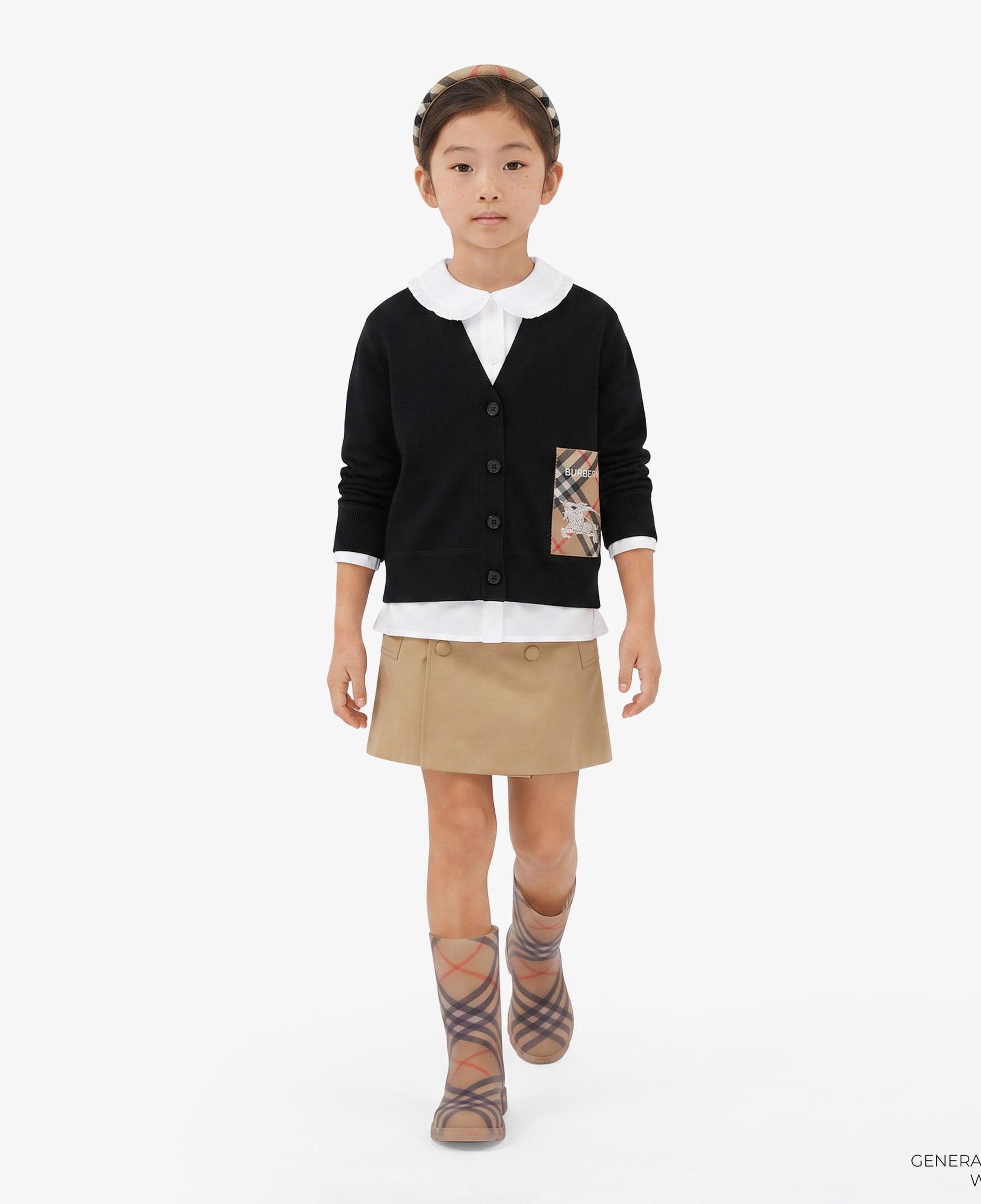 Burberry Romie Label Wool Cardigan Çocuk Siyah Hırka