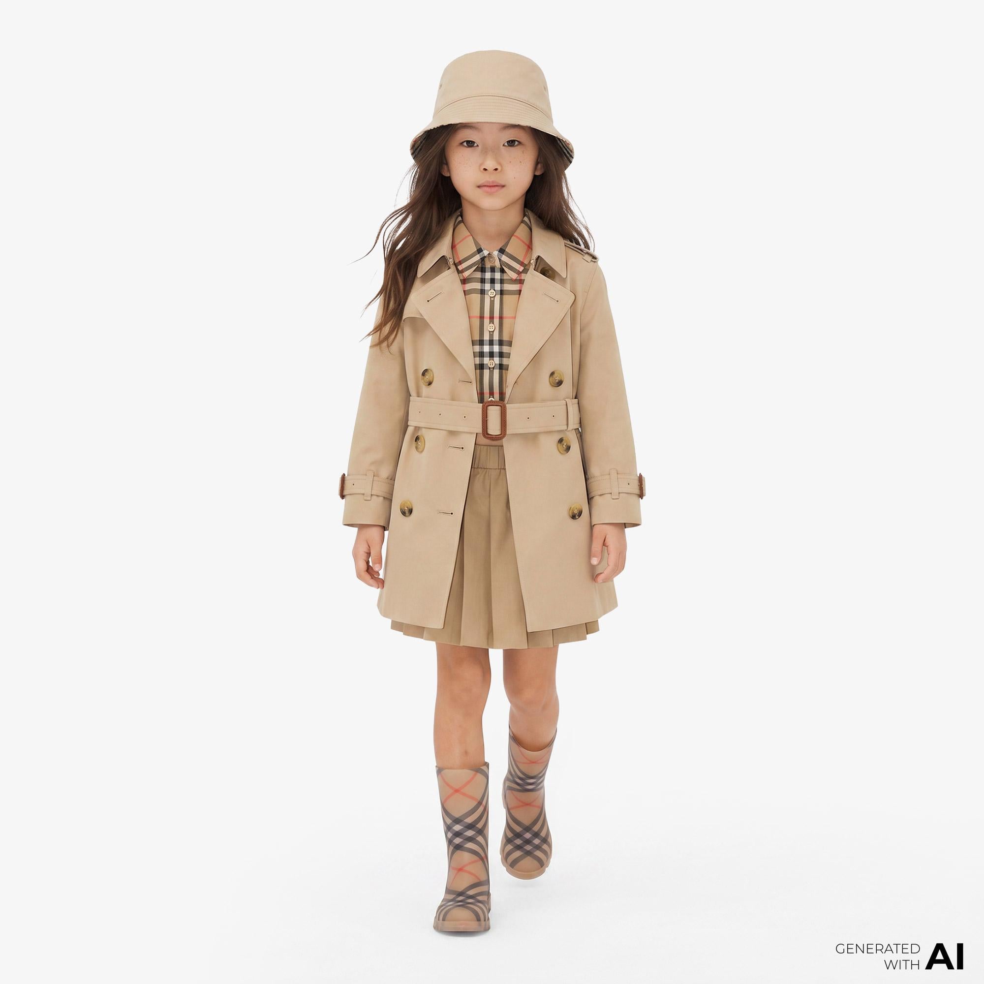 Burberry Gabardine Çocuk Bej Trençkot