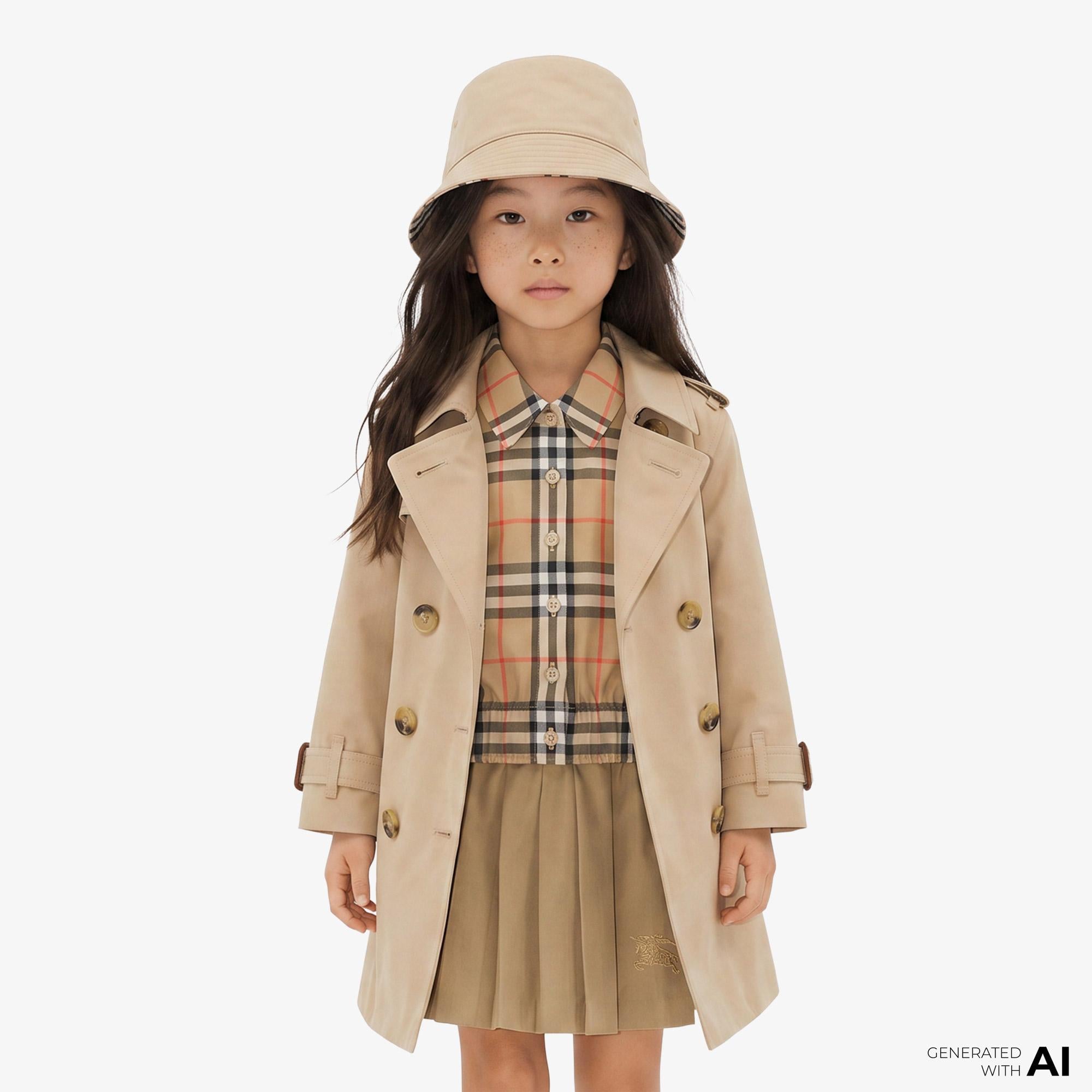 Burberry Gabardine Çocuk Bej Trençkot